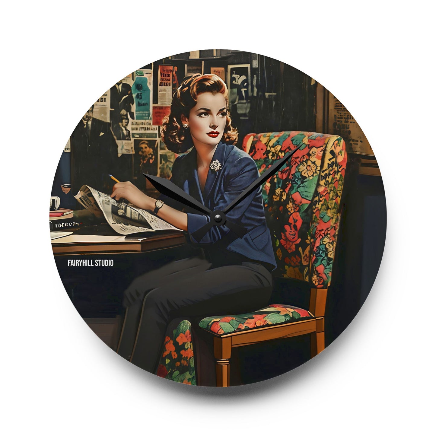 Acrylic Wall Clock Vintage Hollywood Movie Star/Art