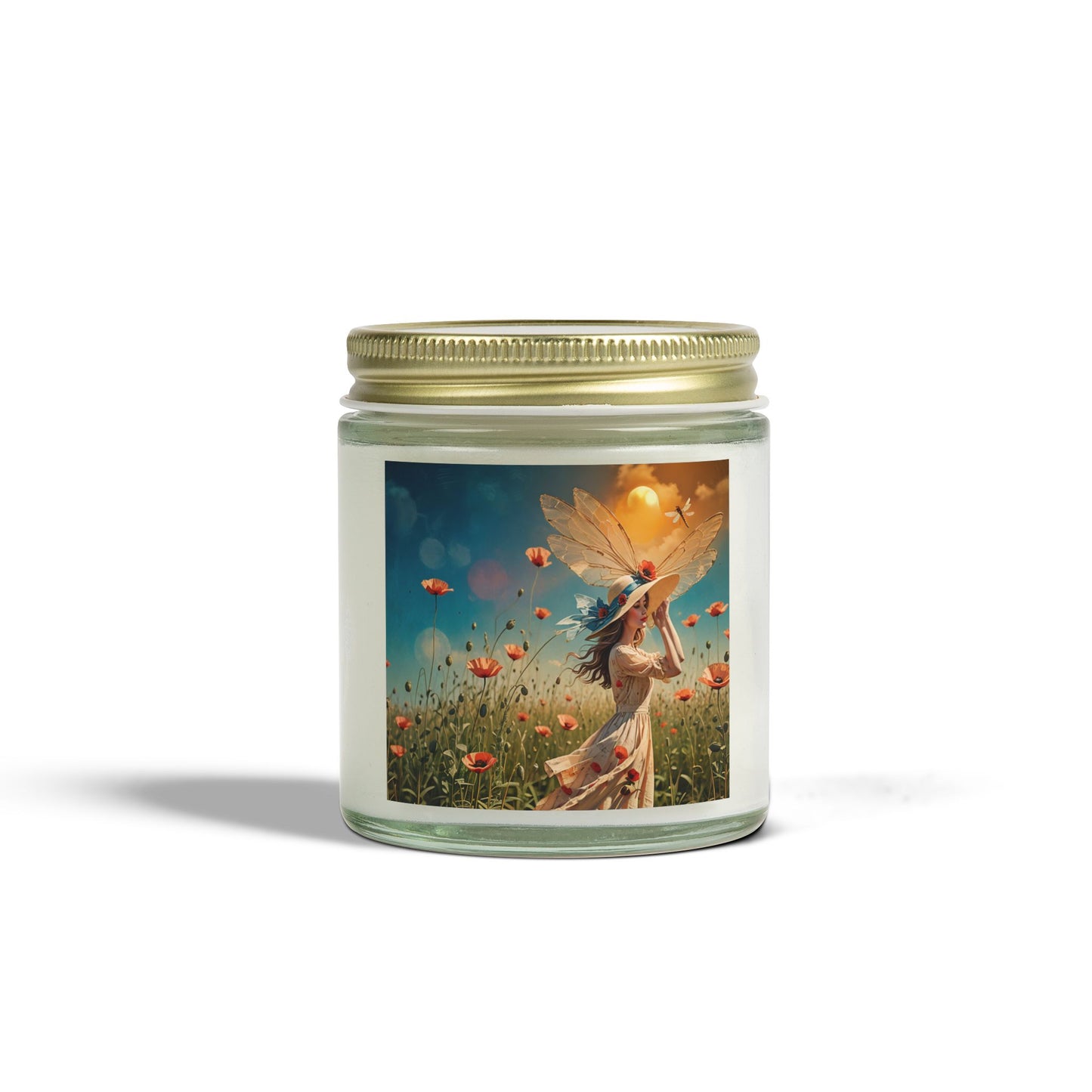 Poppies Scented Candle - Coconut Apricot Wax (4oz, 9oz) - Garden Beauty