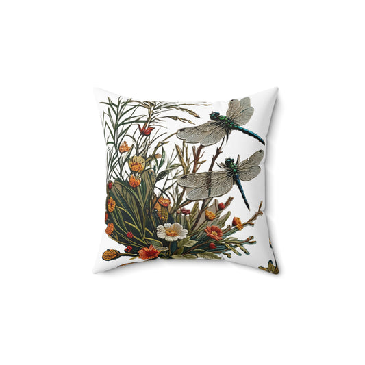 Throw Pillow - Dragonflies on a Blue Pond Art by Fairyhill Studio