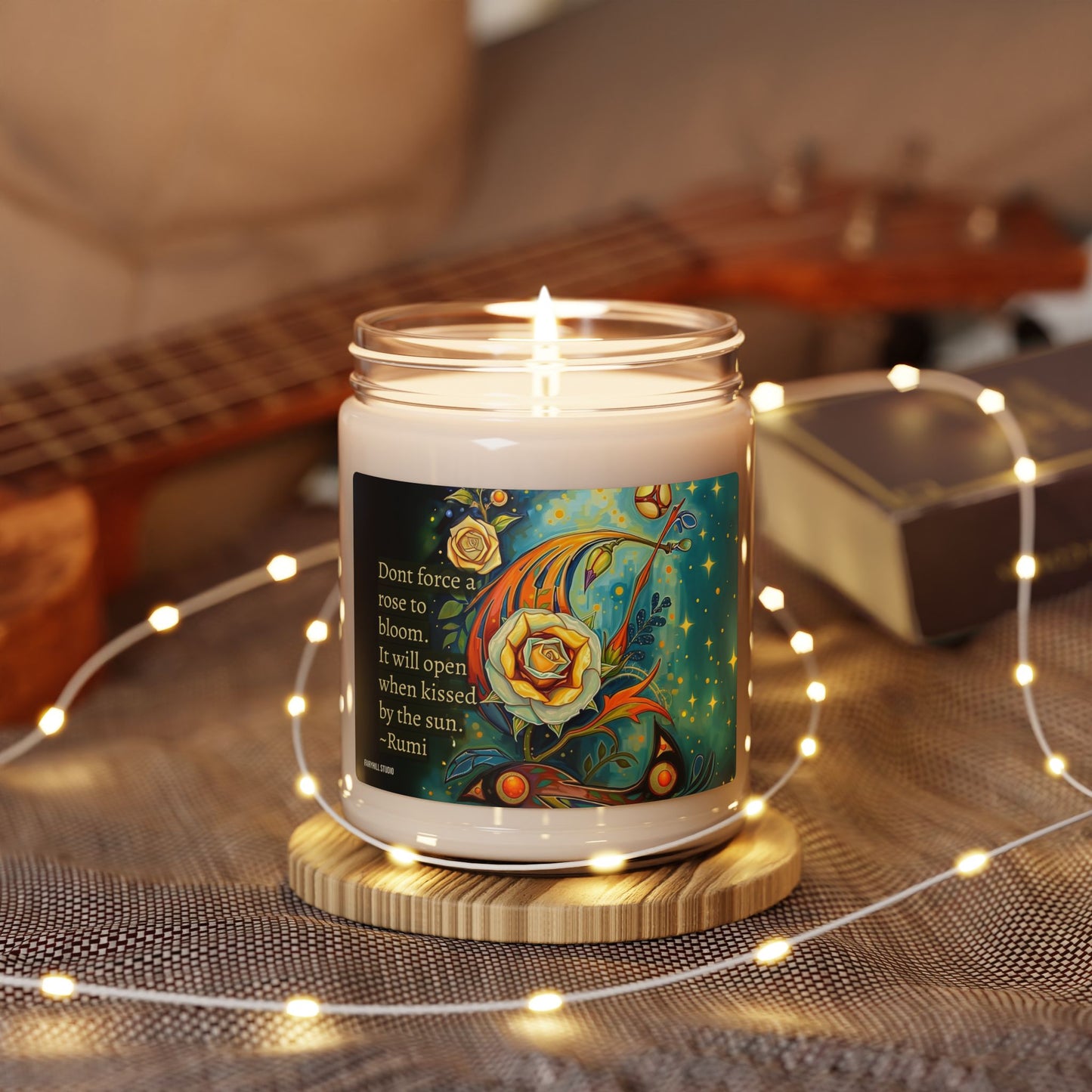 Soy Candle - Floral Aromatic 9oz Hand-poured Scented Candle for Relaxation & Home Decor ' Dont force a rose to bloom It will open when