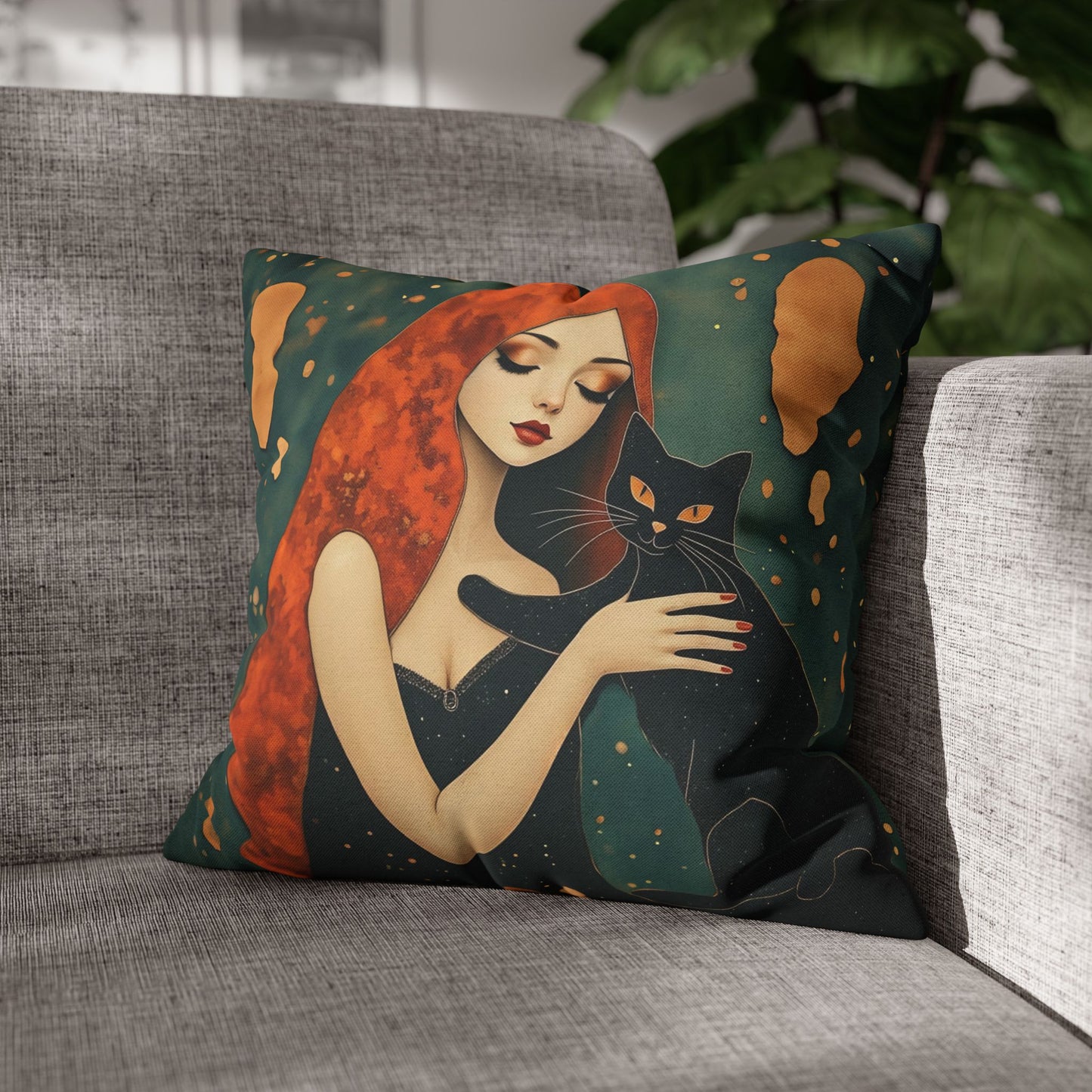 Elegant Cat Art Pillowcase | Decorative Cushion Cover, Home Decor, Gift Idea, Bohemian Style, Christmas Decoration