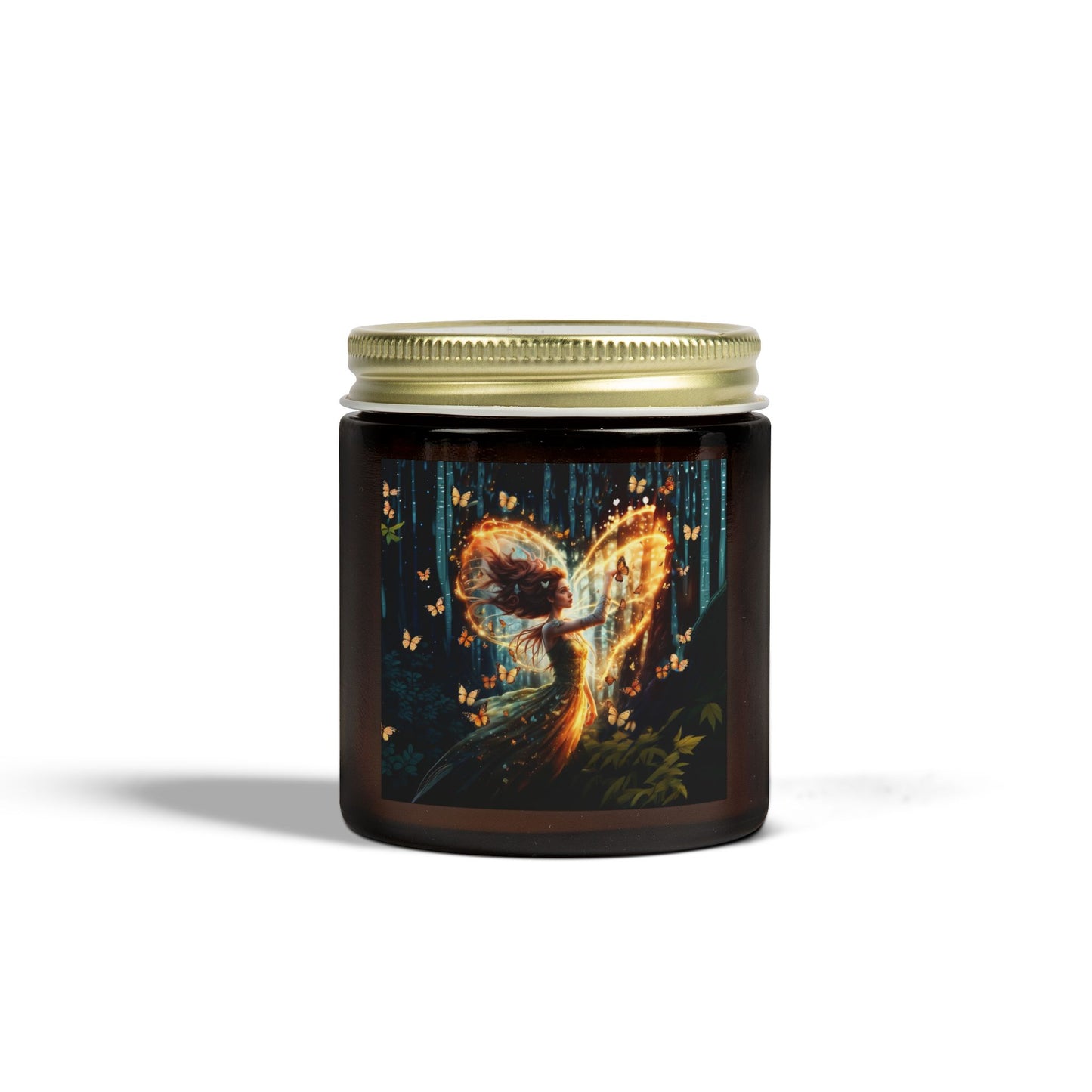 Scented Candle - Garden Fairy with butterflies - Coconut Apricot Wax (4oz, 9oz)