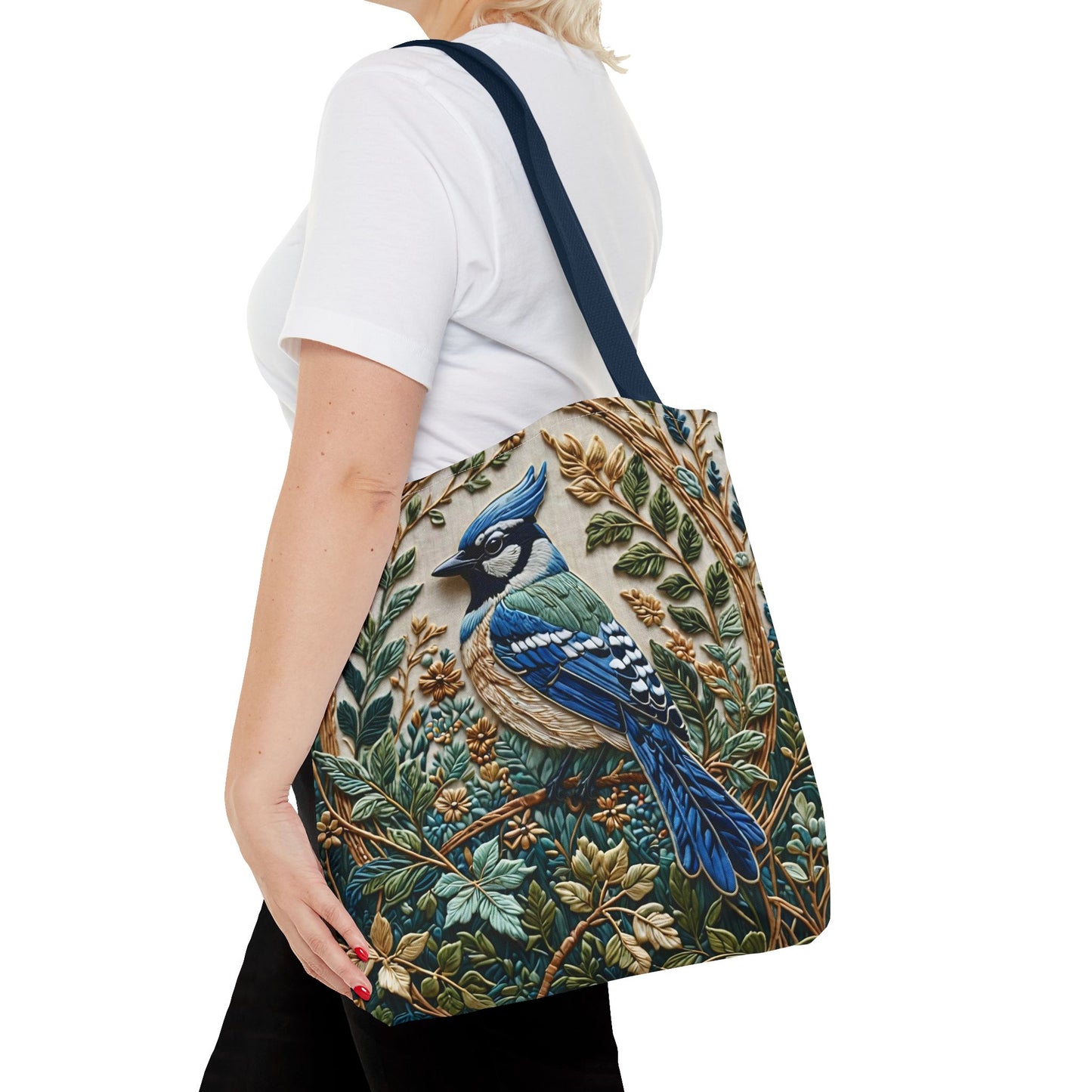 Designer Tote Bag - Blue Jay Bird William Morris Inspired | Eco-Friendly Shopping Bag
