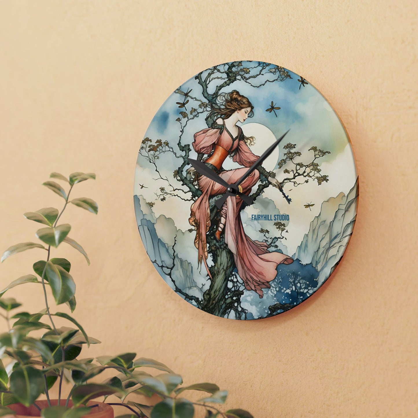 Acrylic Wall Clock - Fairy Princess and The Tree