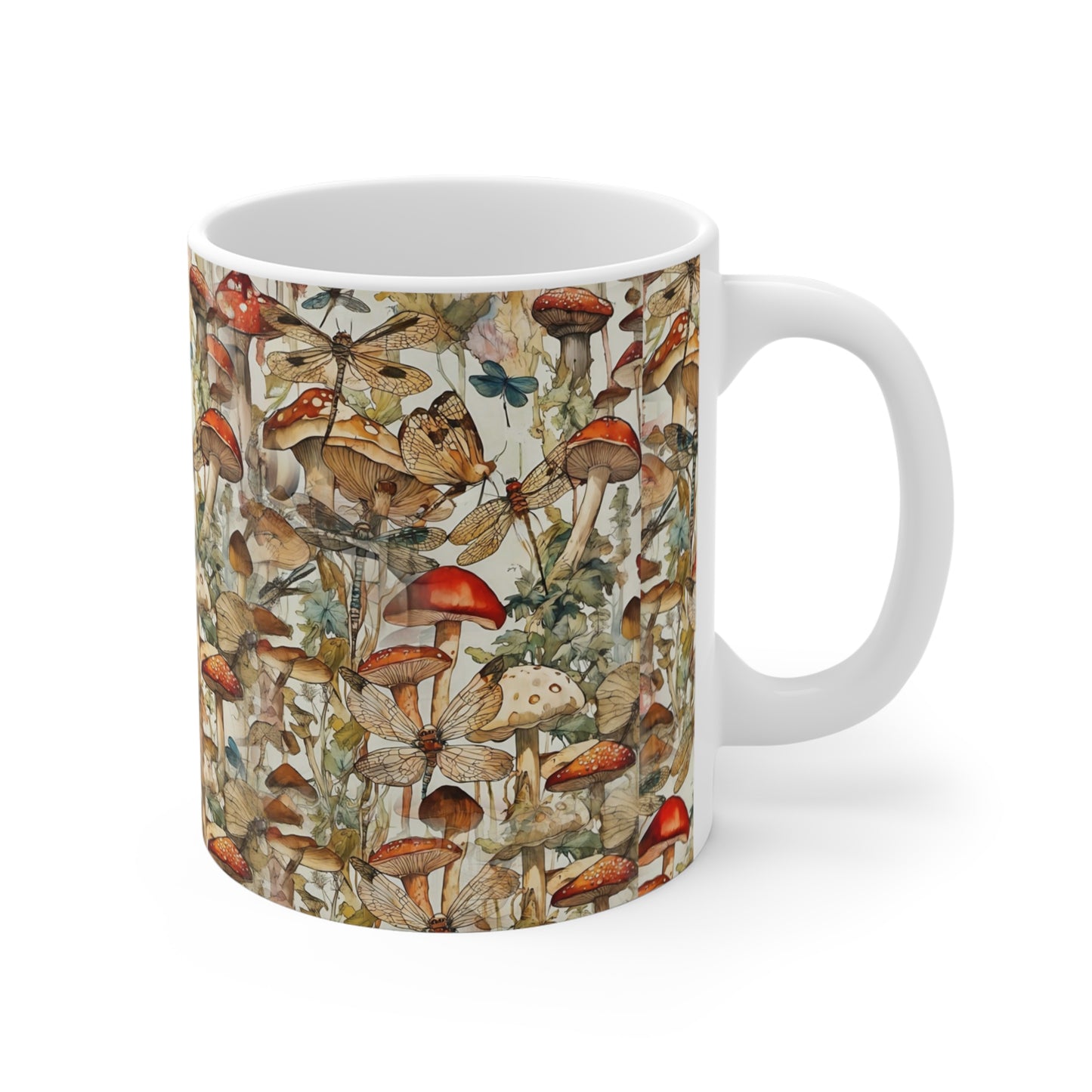 Elegant Floral Art Mug - 11ozBotanical Mushrooms Coffee Cup for Art Lovers