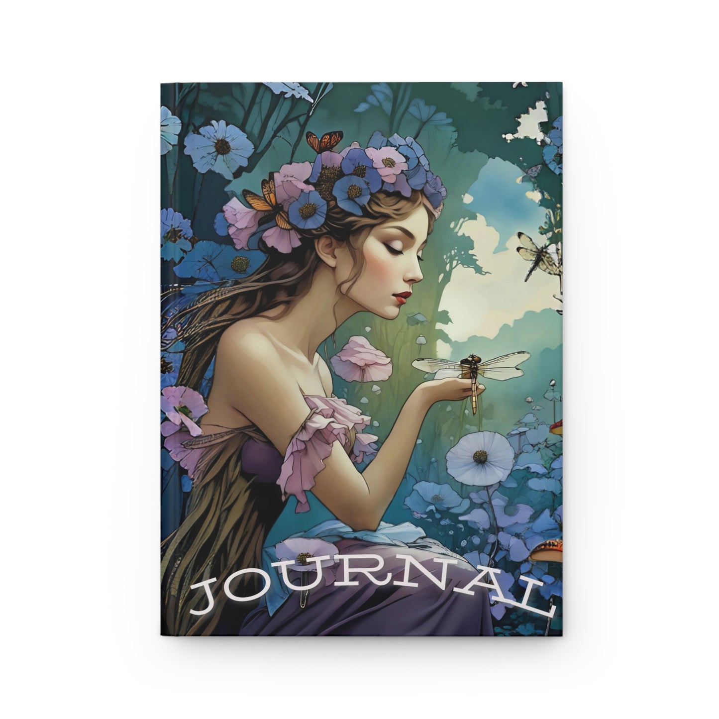 A Dragonfly Fairy Gift Journal hard Cover ,Notebook gift art Matte