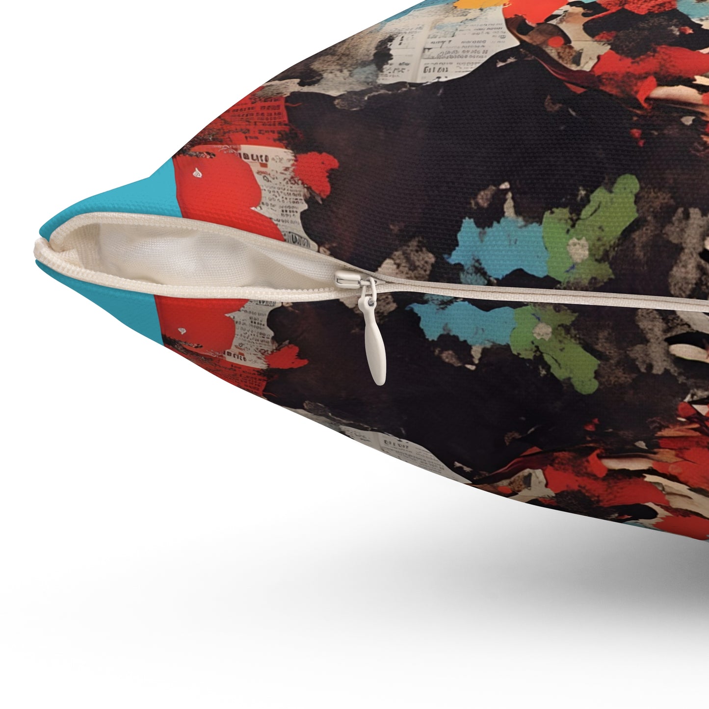 Square Pillow Colorful Fashion Model with Hat Collage Art