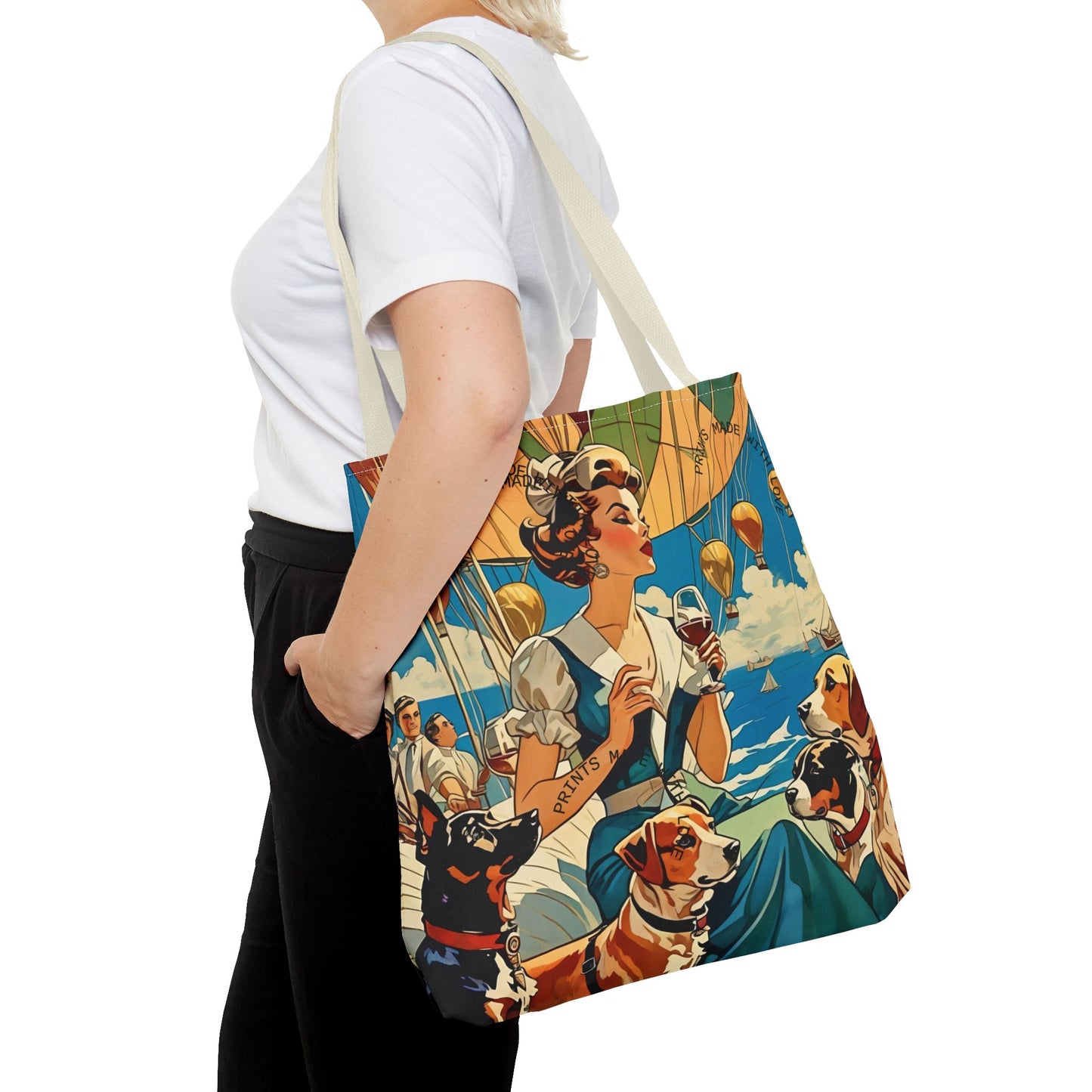 Vintage Hot Air Balloon Dog Lover Tote Bag
