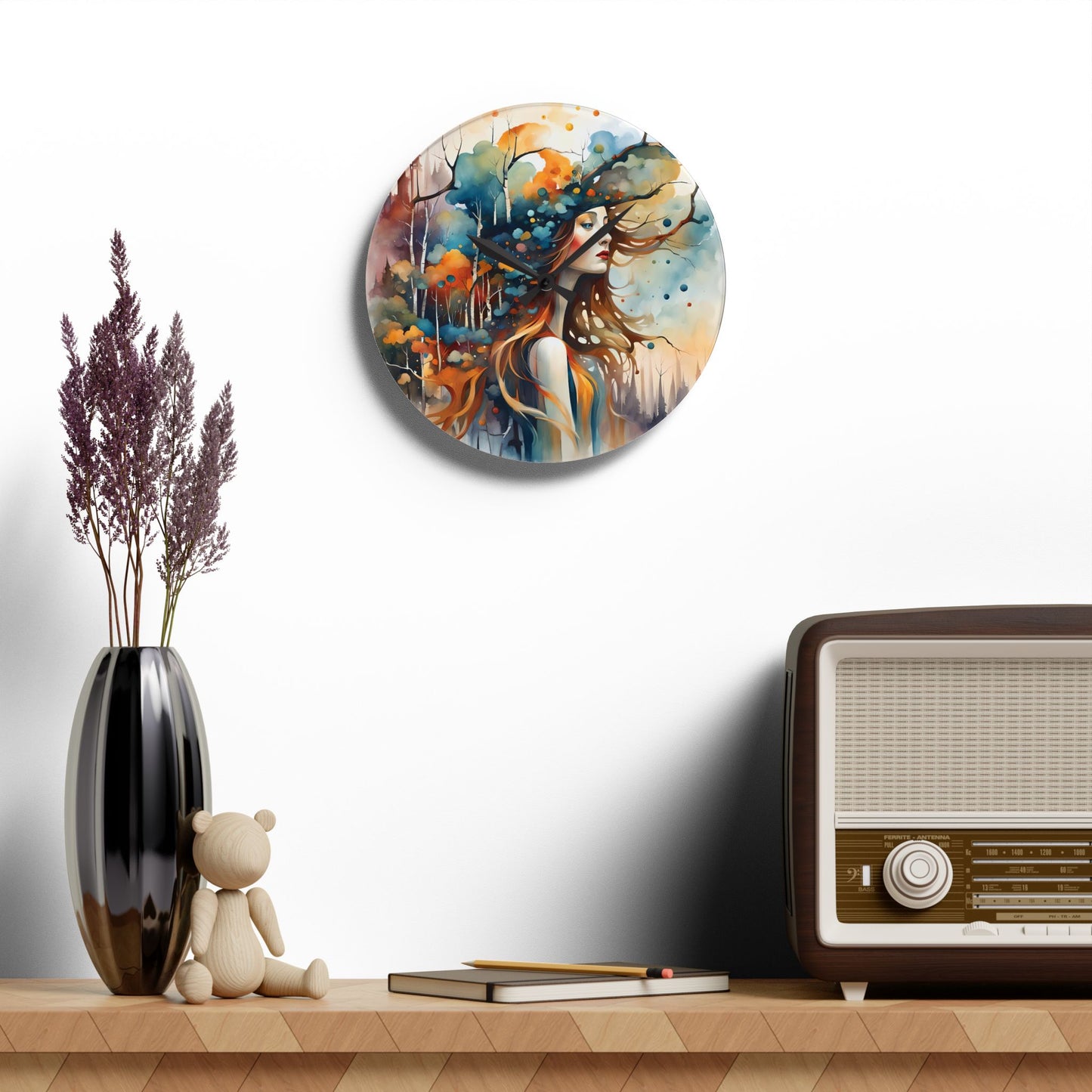 Acrylic Wall Clock Rainbow Dreams Art by Fairyhill studio