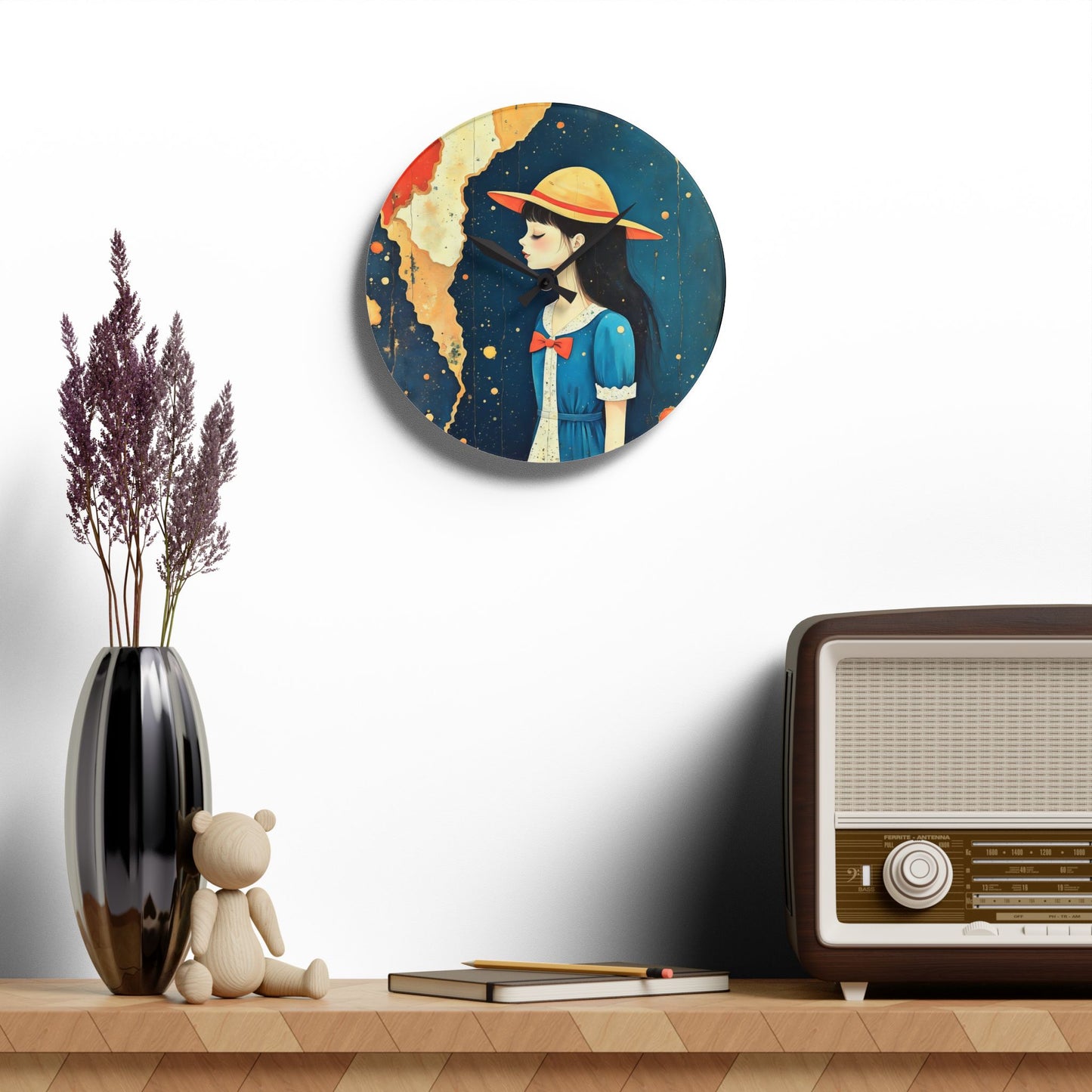Medelaine with yellow hat Acrylic Wall Clock