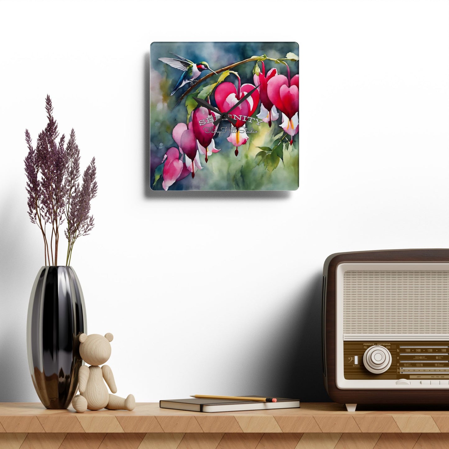 Acrylic Wall Clock Bleeding hearts art