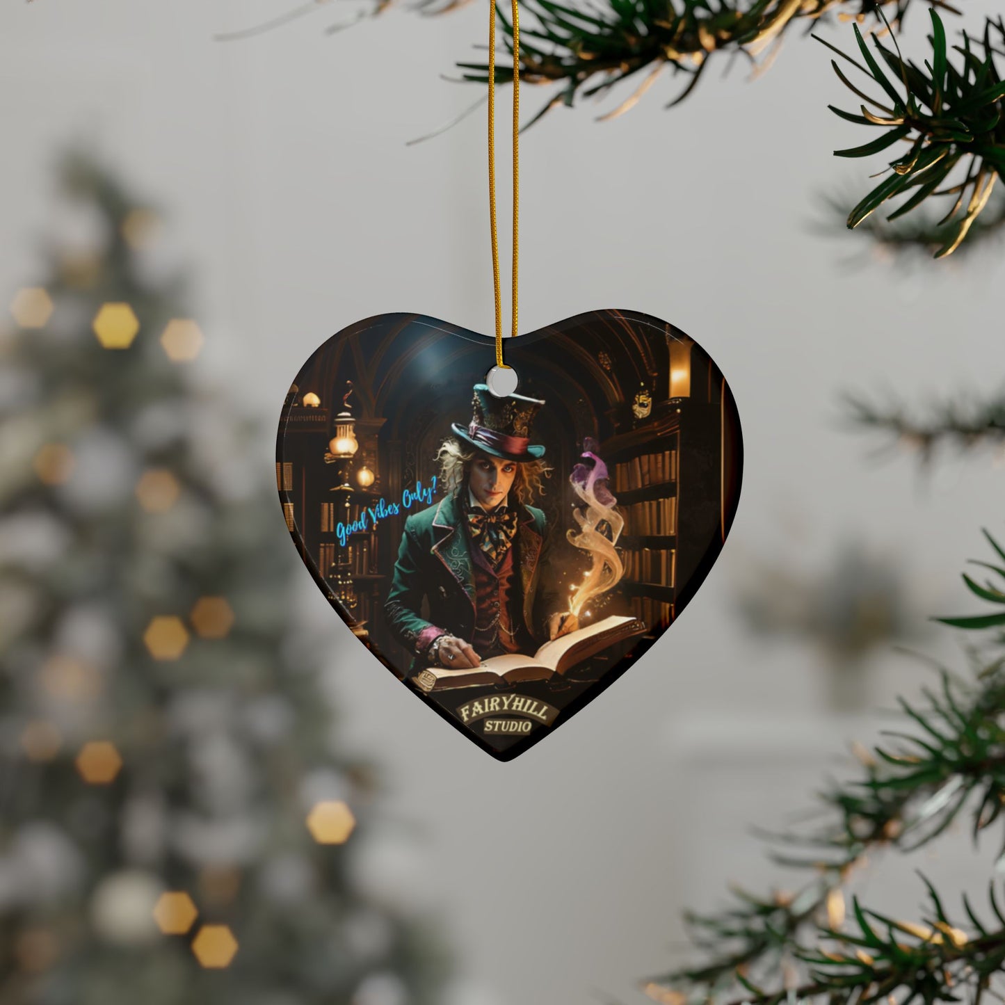 "Good Vibes Only "Ceramic Christmas Ornaments by Fairy Hill Studio