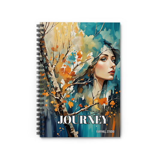 Spiral Notebook - Autumn Fall Leaves Woman Art Ruled Line