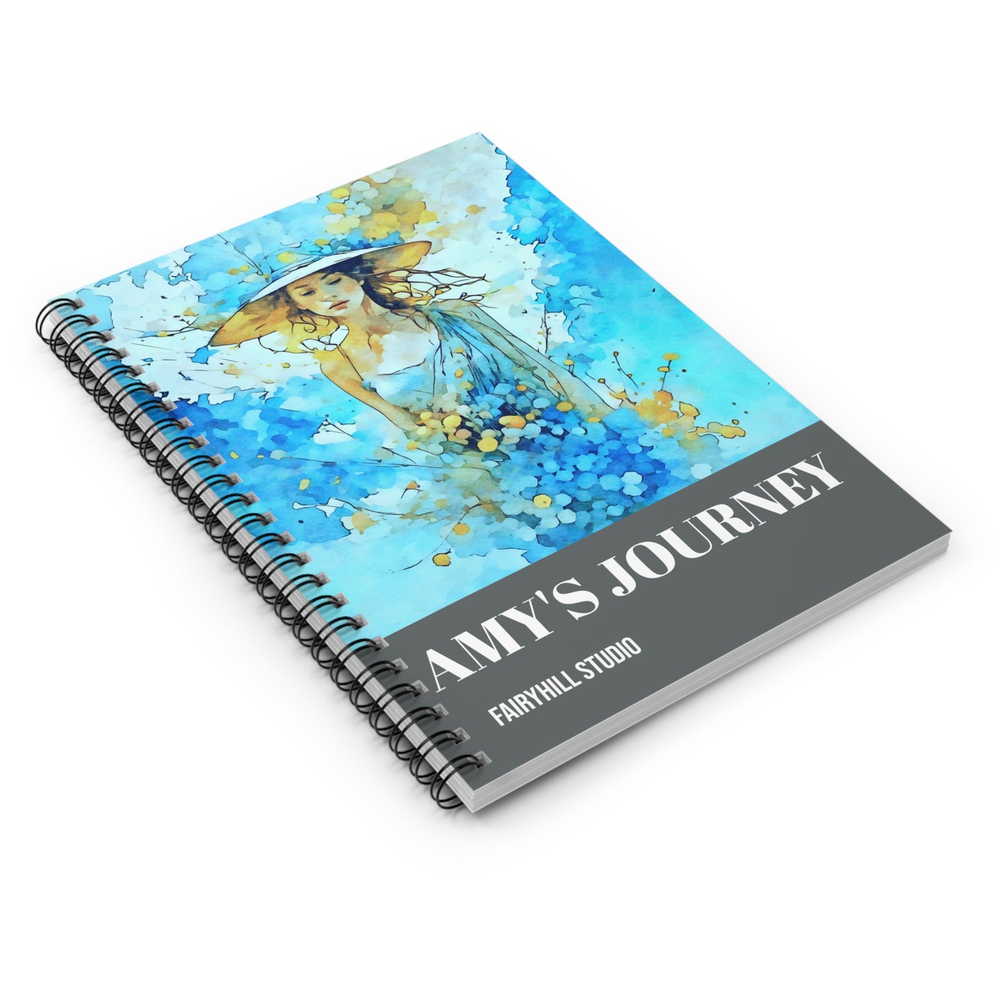 Personalized Ruled Line Journal - Blue Summer Art