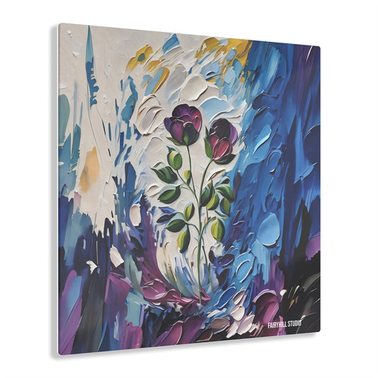 FairyHill Studio Purple roses Art Inspirational  Art Acrylic Print -
