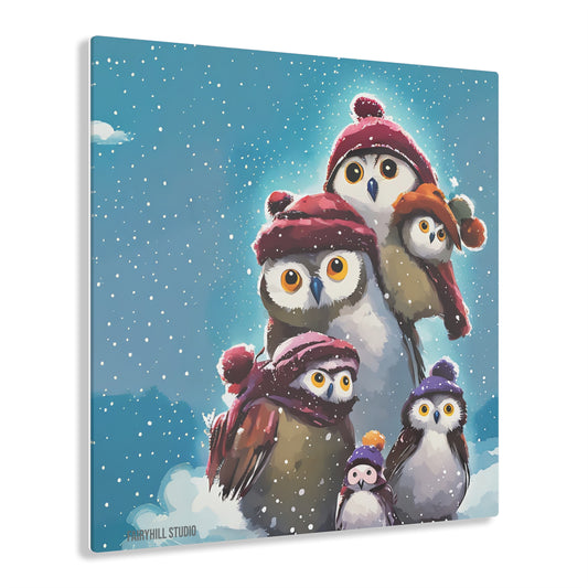 FairyHill Studio Snow Penguins winter family  art Inspirational  Art Acrylic Print -