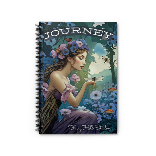Spiral Notebook/Fairy and the Dragonfly   Journal /FairyHill Studio Journal Ruled Line Journal