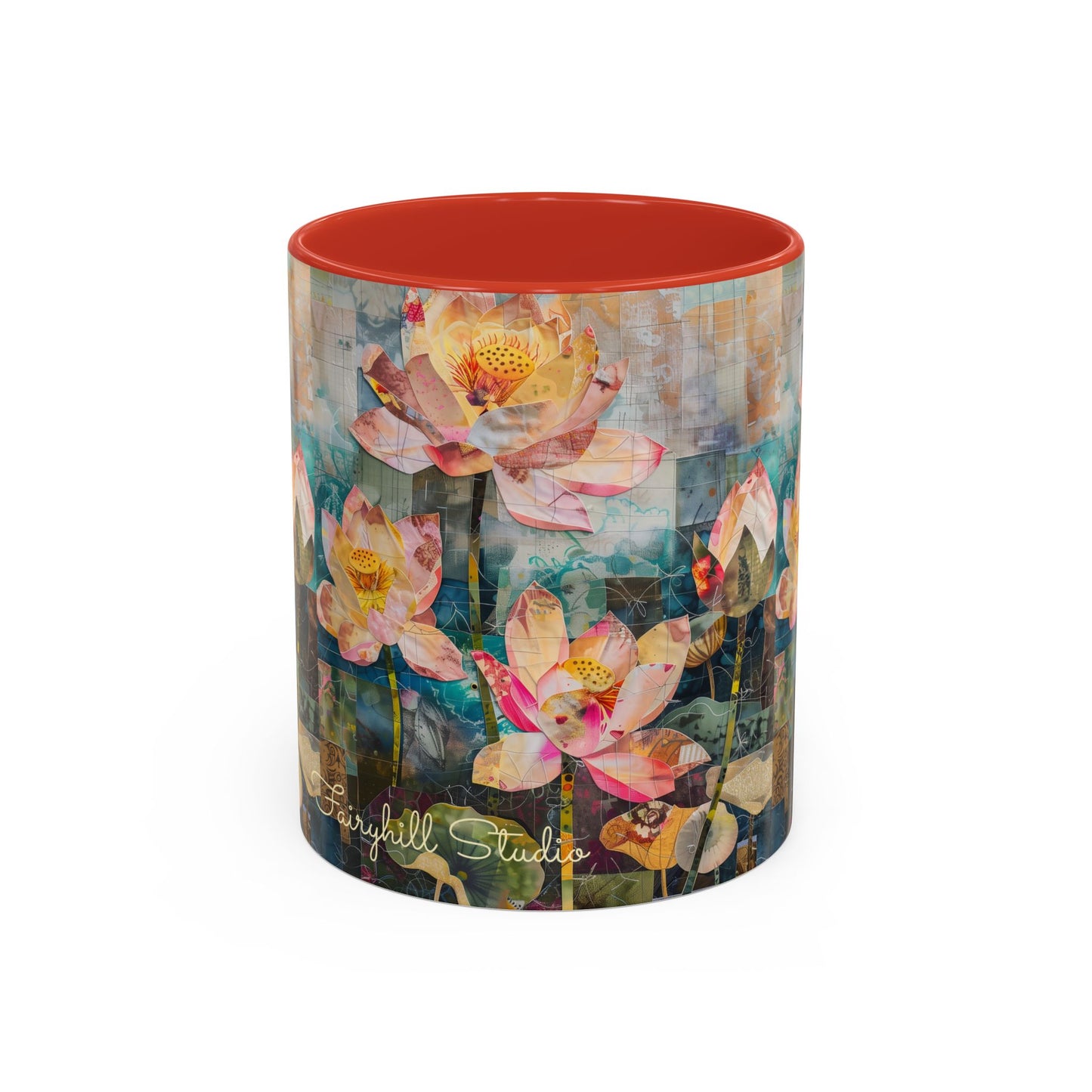 Coffee Mug Monet's pink Water lillies 11oz art by Fairyhill Studio