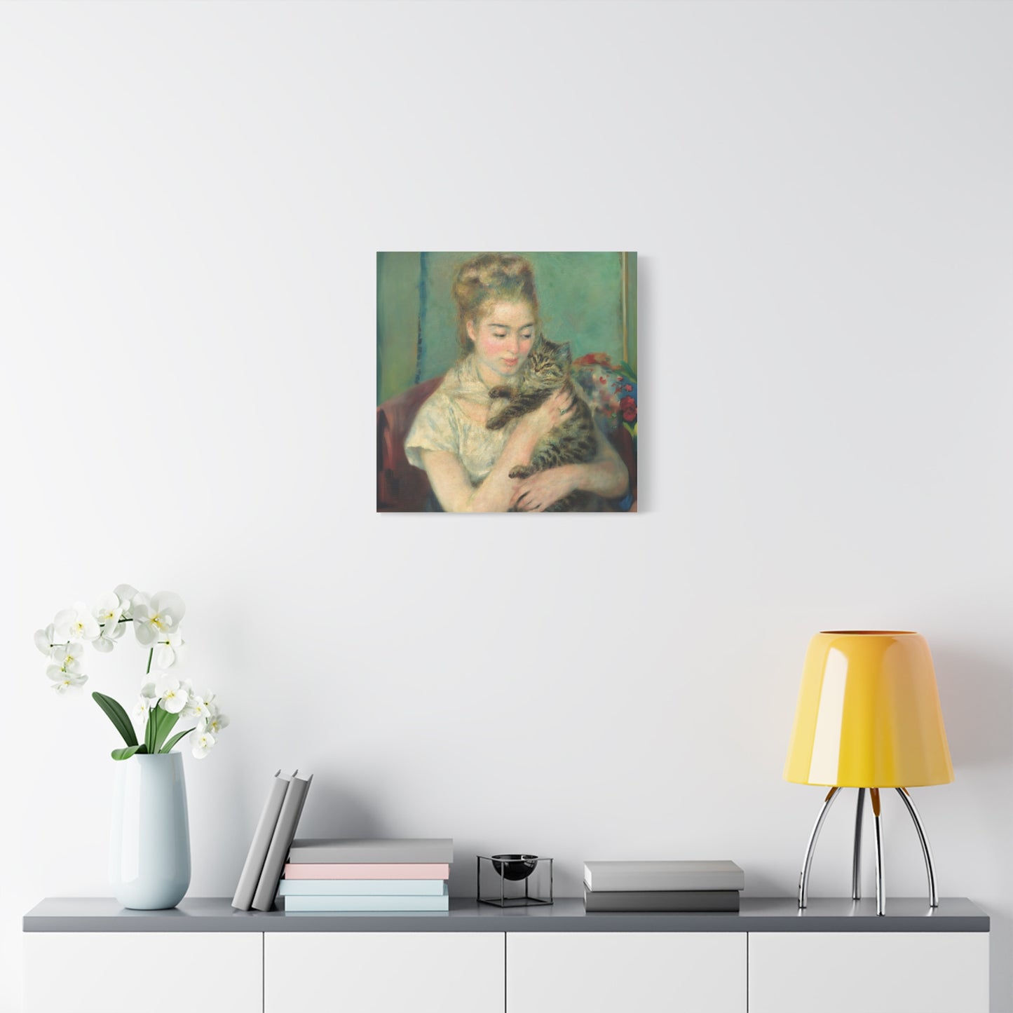 Canvas Art - Woman with a Cat by Auguste Renoir