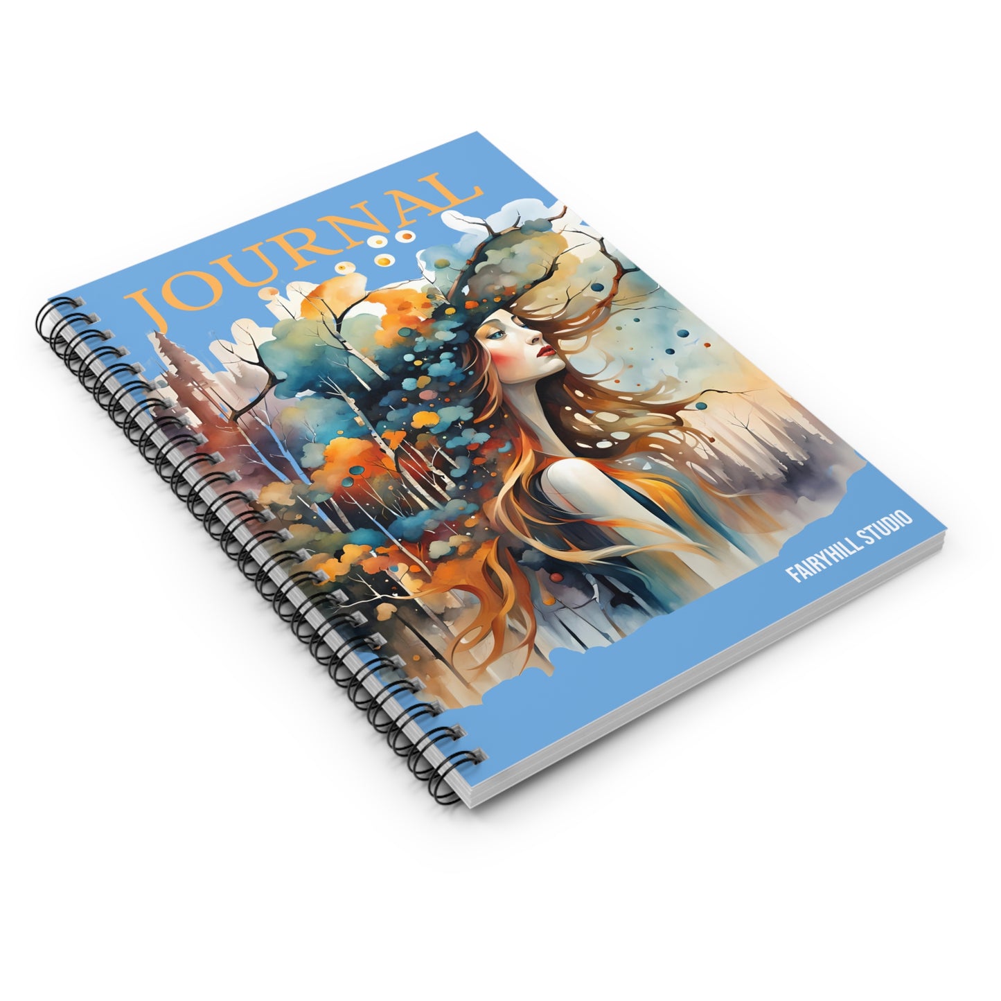 Fairy Hill Studio Woman with hat Art Journal, Spiral Notebook - Ruled Line