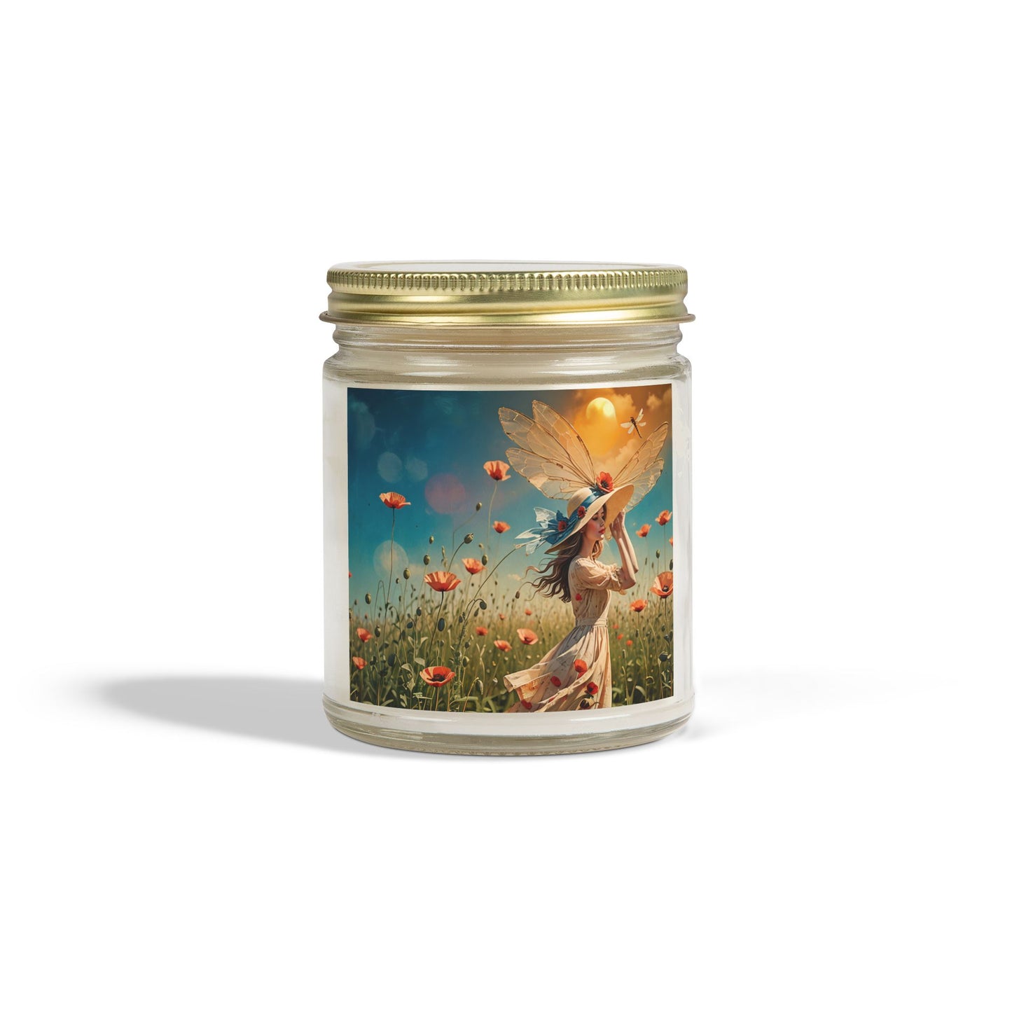 Poppies Scented Candle - Coconut Apricot Wax (4oz, 9oz) - Garden Beauty