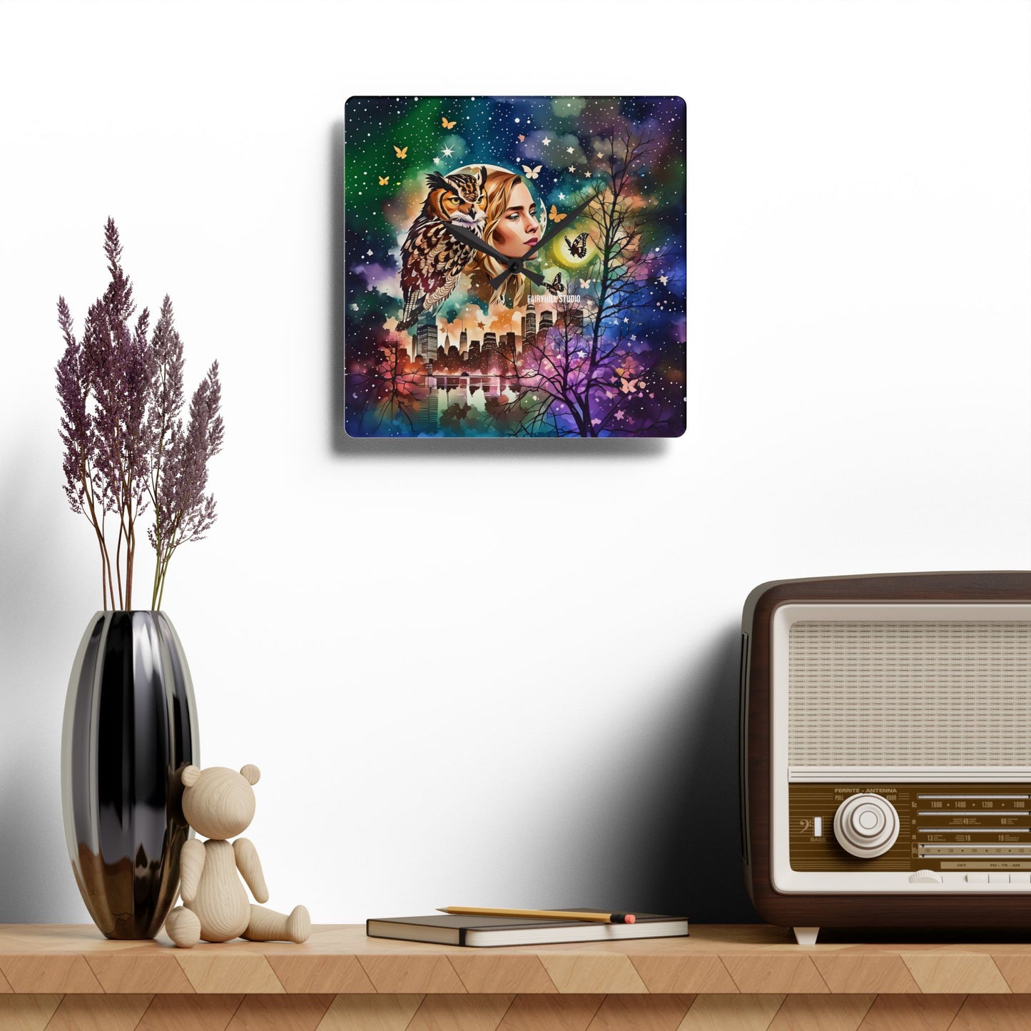 Acrylic Wall Clock -Owl Flaco Newyork/Art