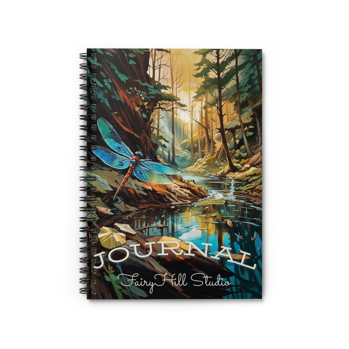 Spiral Notebook - Dragonfly and the Lake Art