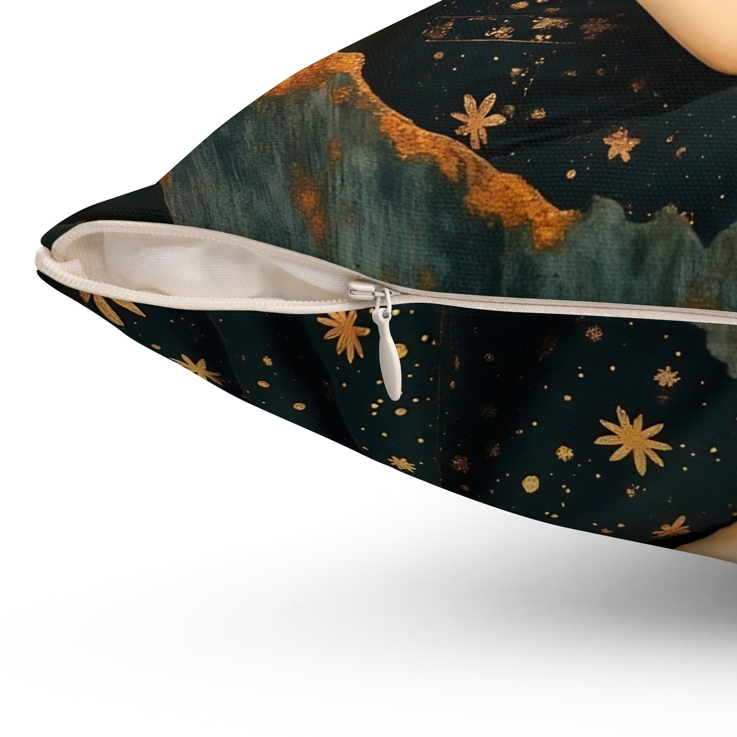 Girl with black cat  Square Pillow - by Fairyhill Studio