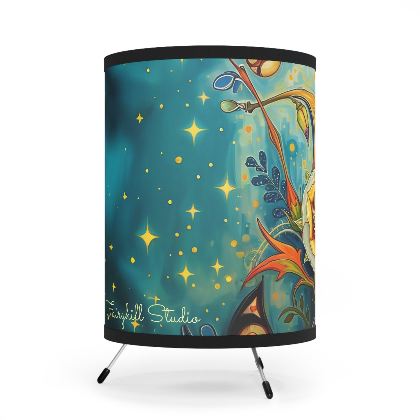 Vibrant Artistic Rumi  quote Tripod Lamp with High-Res Printed Shade - Perfect for Home Decor Art by Fairyhill Studio