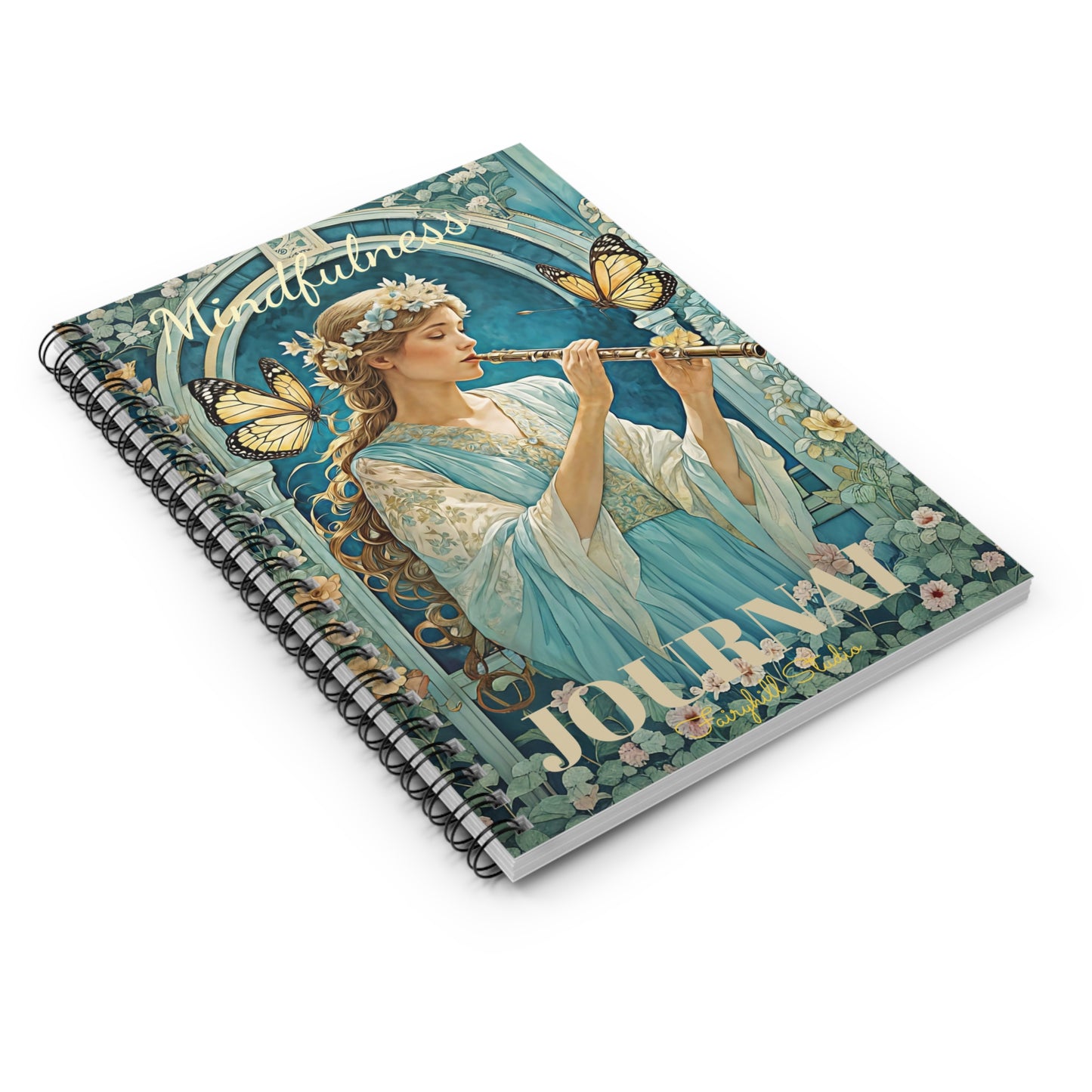 Girl with Butterflies Spiral Notebook Art Journal