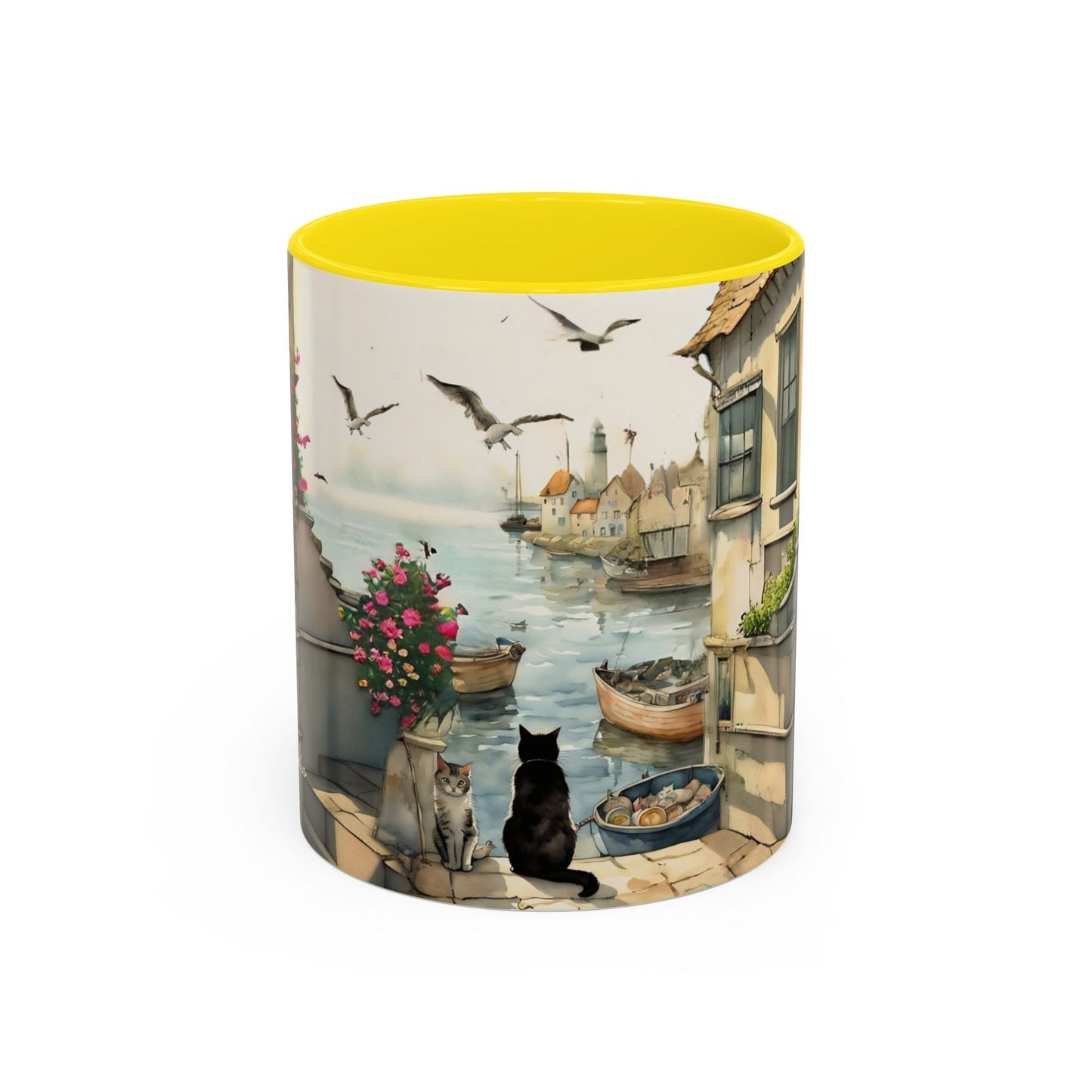 Harbour cats Art-Themed Coffee Mug - 11 & 15oz Accent Mug for Cat Lovers