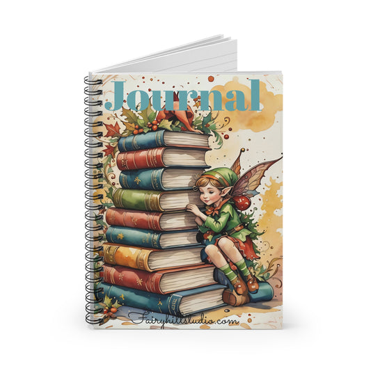 Spiral Notebook - Christmas Elf Books Illustration