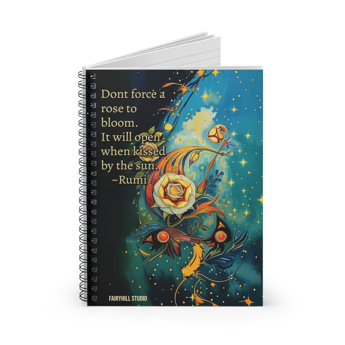 Ruled Line Spiral Notebook - Rumi Quote Art