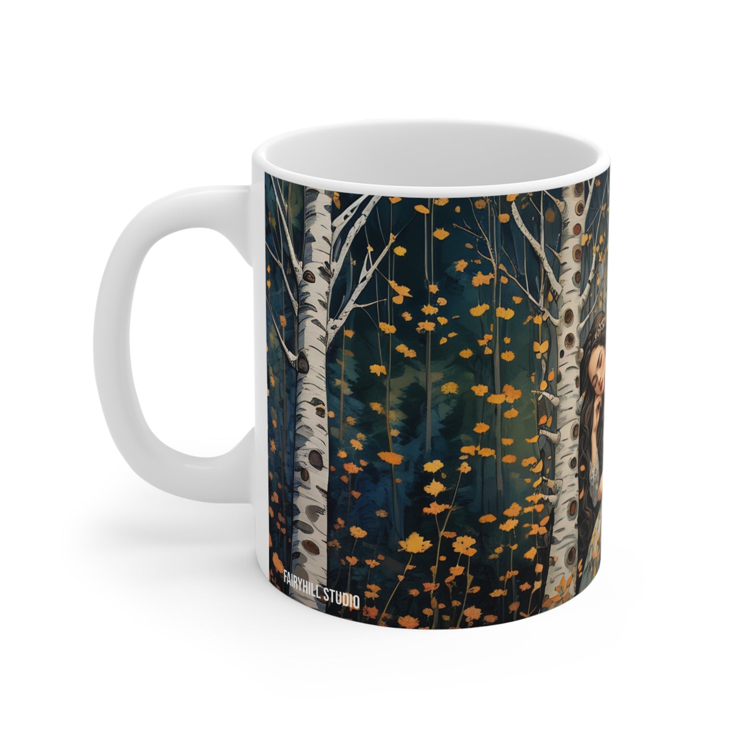 Mug 11oz Sleeping Beauty Birch Forest Fairy Princess Art Design
