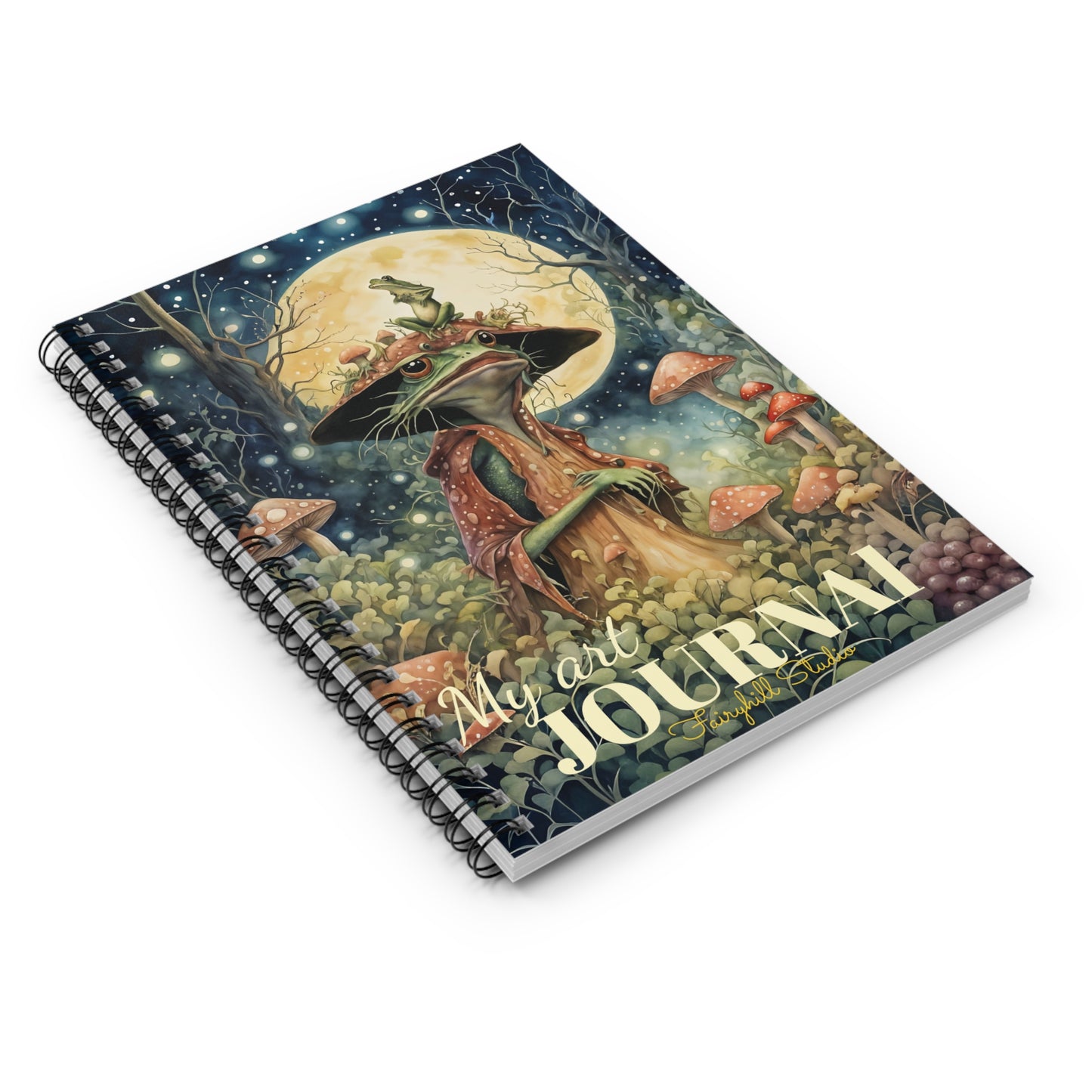 Spiral Notebook - Mushroom Frog Fairy Witch with mushrooms art Journal