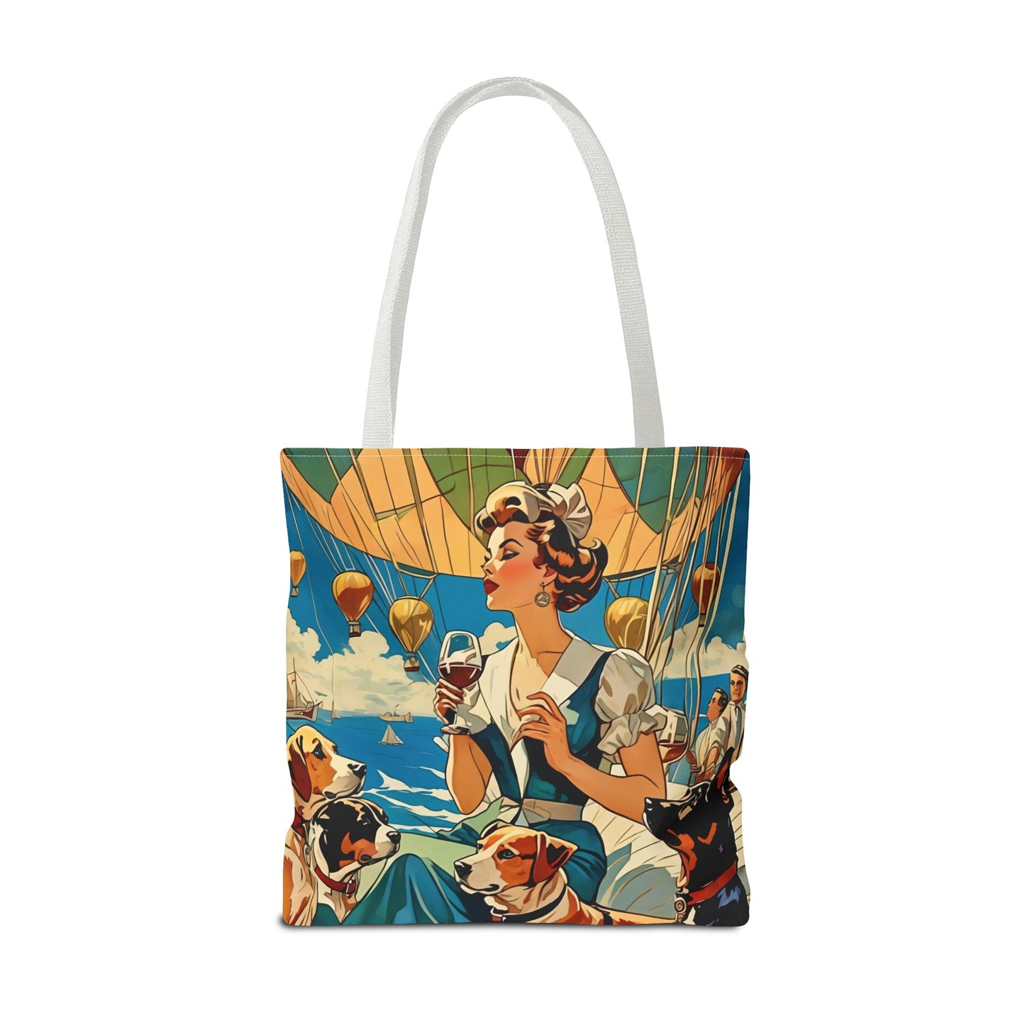 Vintage Hot Air Balloon Dog Lover Tote Bag