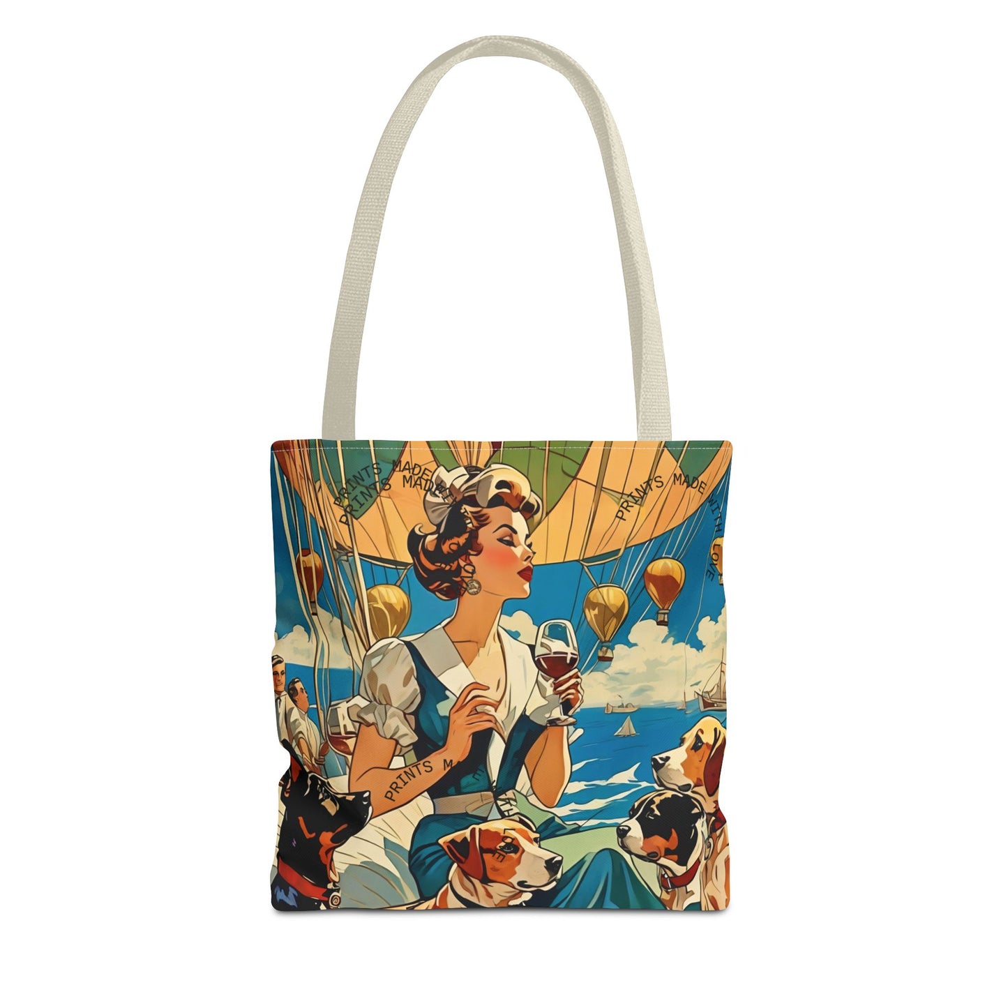 Vintage Hot Air Balloon Dog Lover Tote Bag