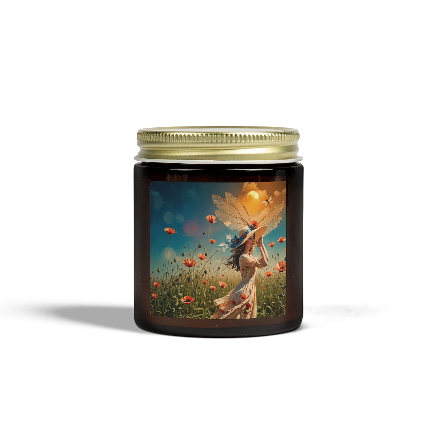 Poppies Scented Candle - Coconut Apricot Wax (4oz, 9oz) - Garden Beauty