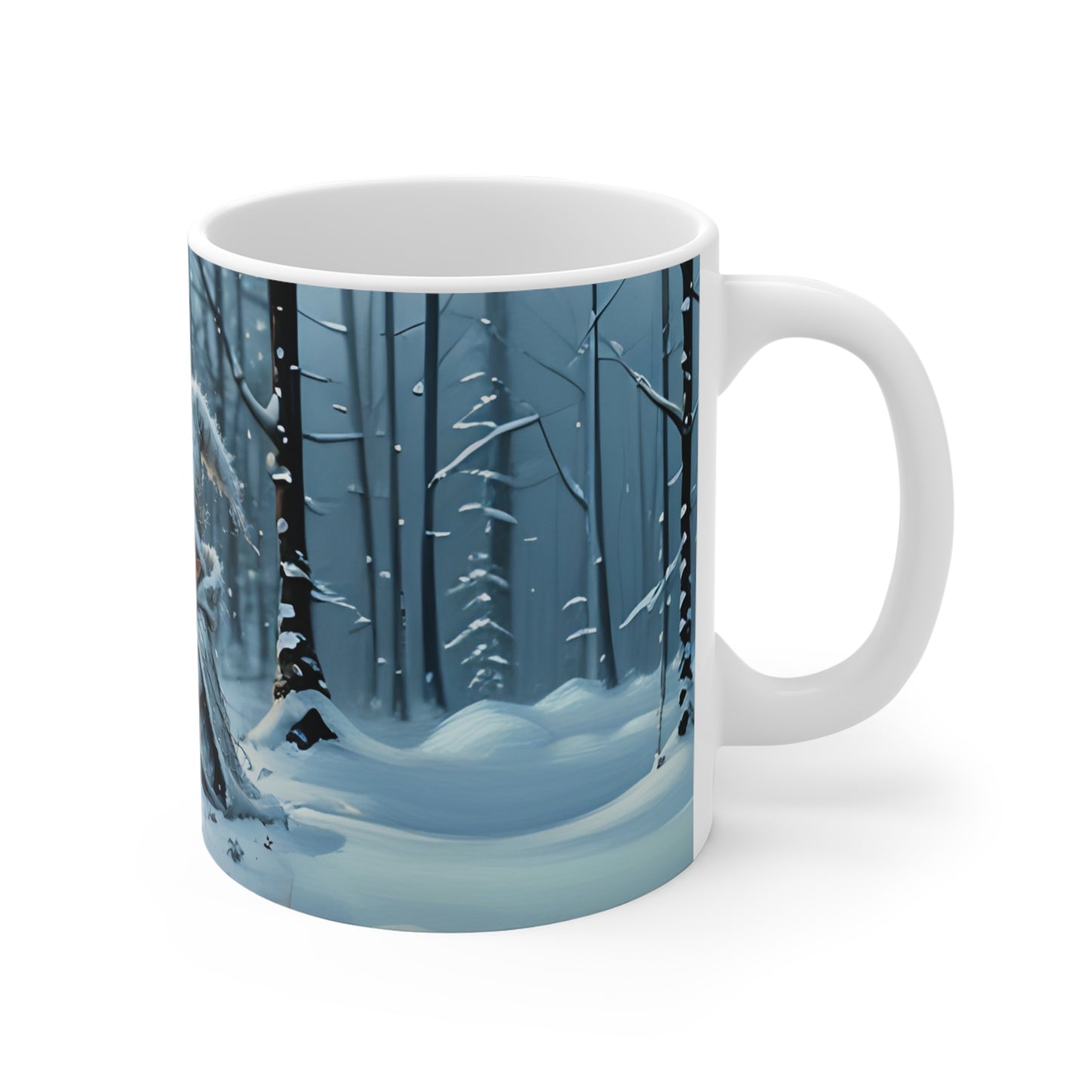 Mug 11oz - Winter Elf and Dragonfly Lantern Christmas Art