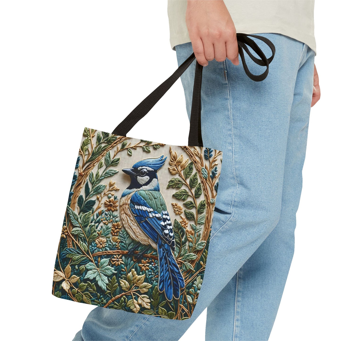 Designer Tote Bag - Blue Jay Bird William Morris Inspired | Eco-Friendly Shopping Bag