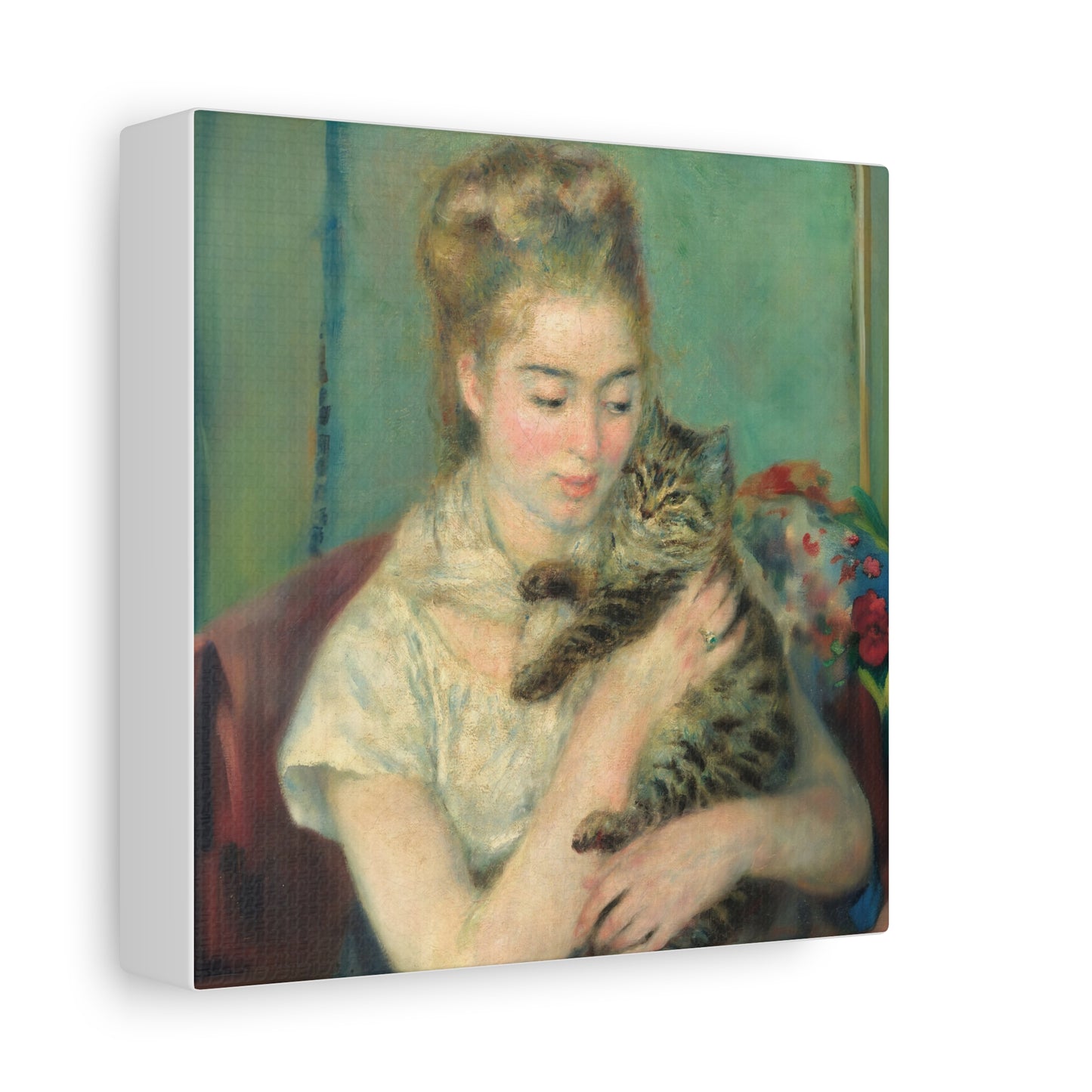 Canvas Art - Woman with a Cat by Auguste Renoir