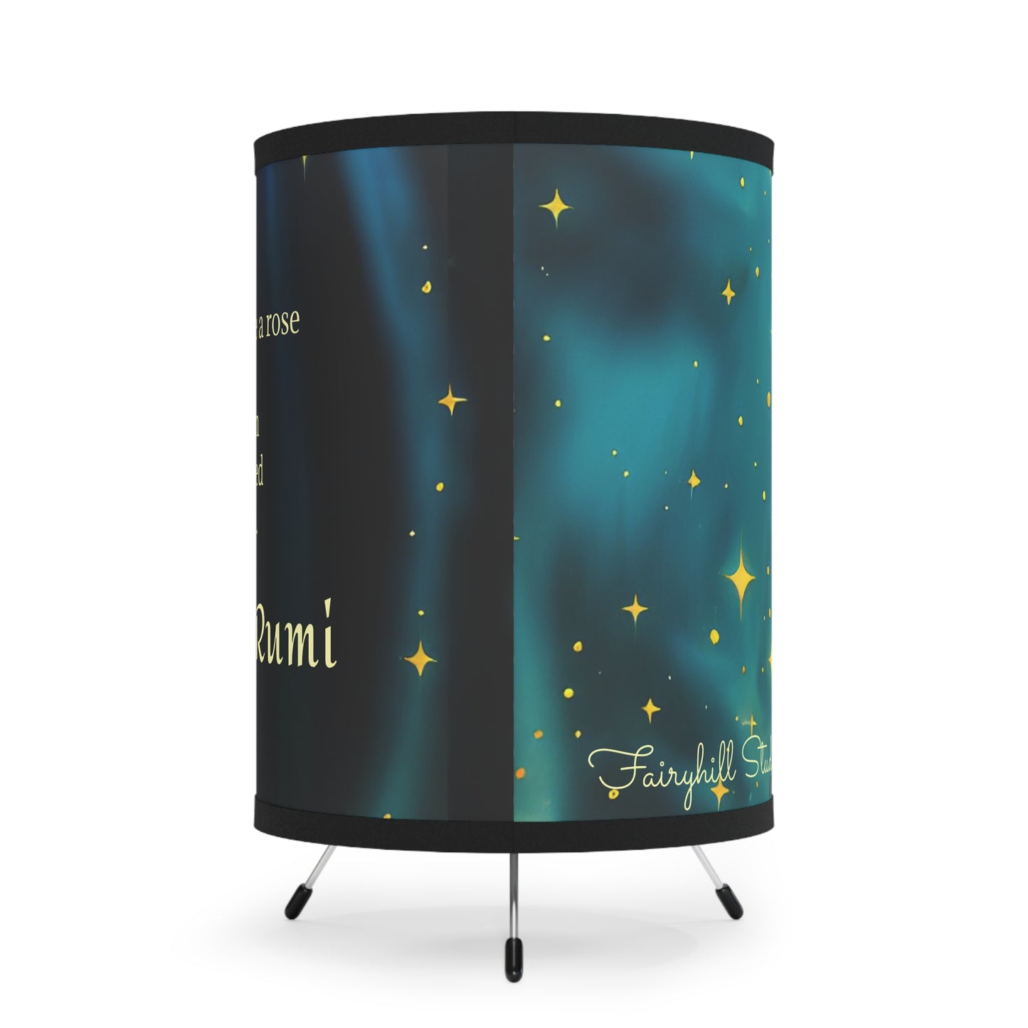 Vibrant Artistic Rumi  quote Tripod Lamp with High-Res Printed Shade - Perfect for Home Decor Art by Fairyhill Studio