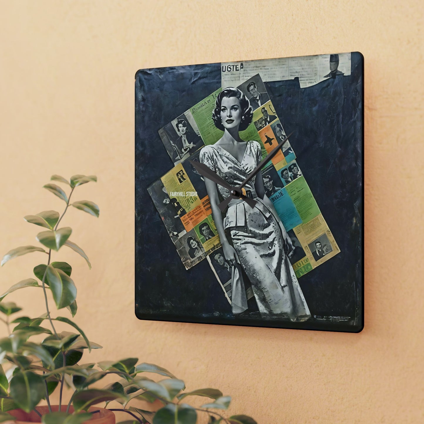 Acrylic Wall Clock - Vintage Hollywood Movie Star Art Deco Design