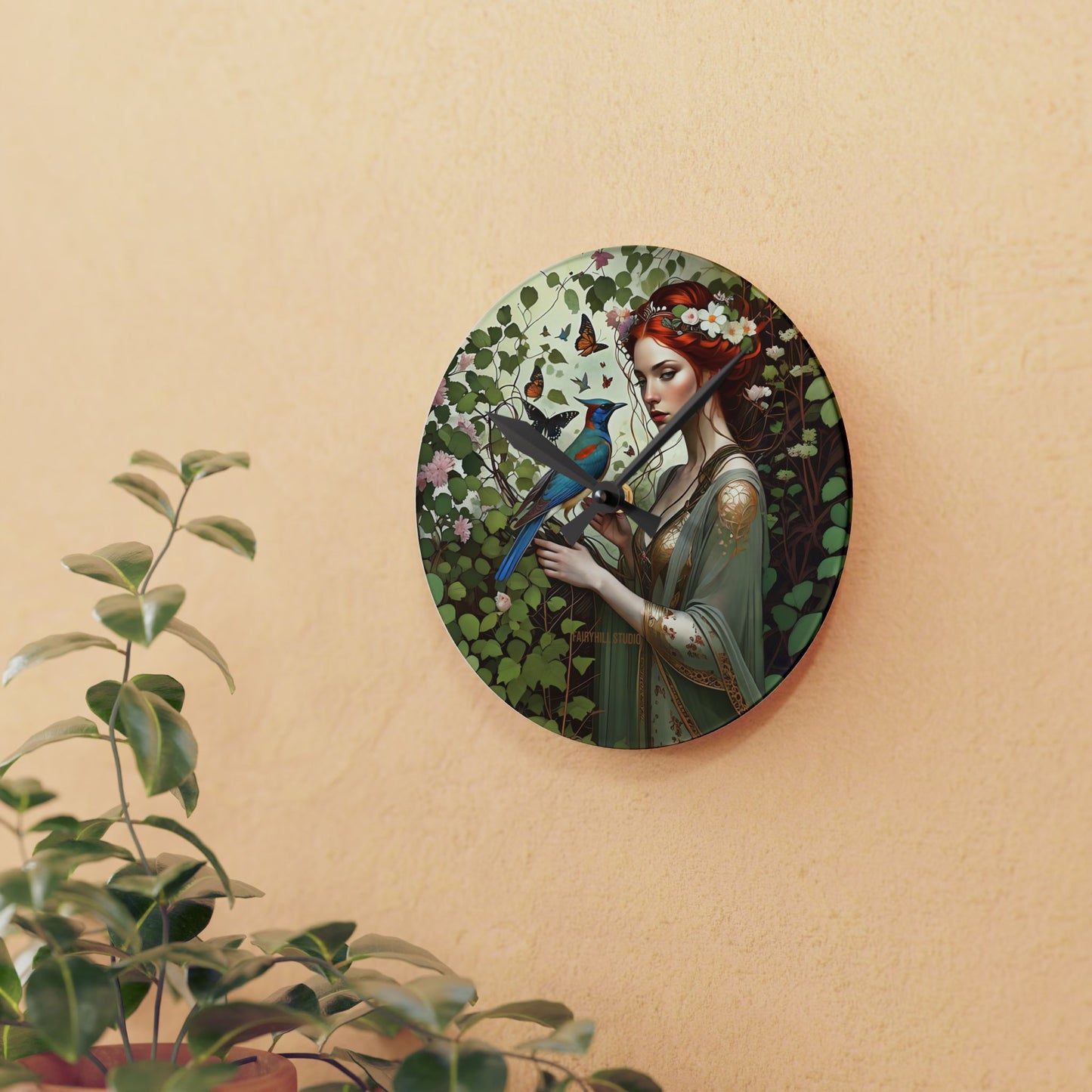 Acrylic Wall Clock Blue Bird/Art