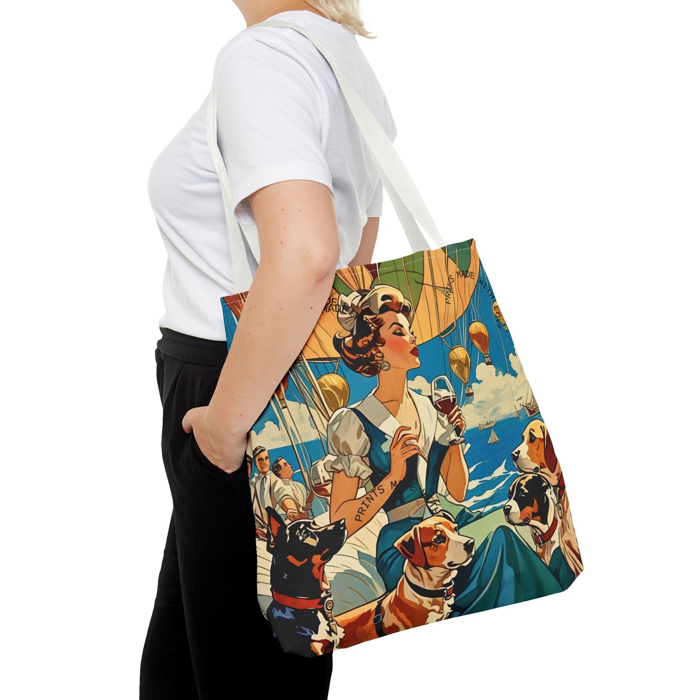 Vintage Hot Air Balloon Dog Lover Tote Bag
