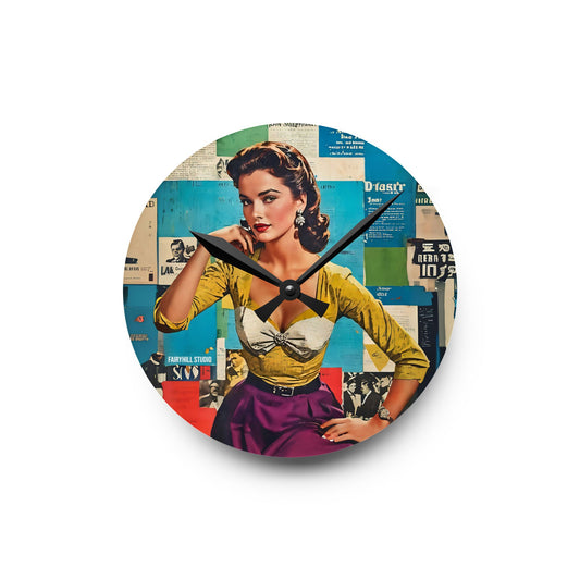 Acrylic Wall Clock - Vintage Hollywood Movie Star Art