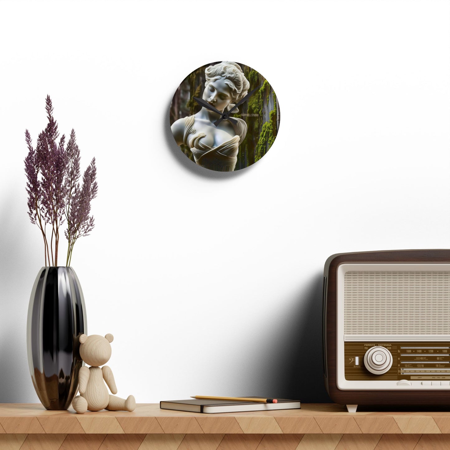 Acrylic Wall Clock Goddess Statue/Art