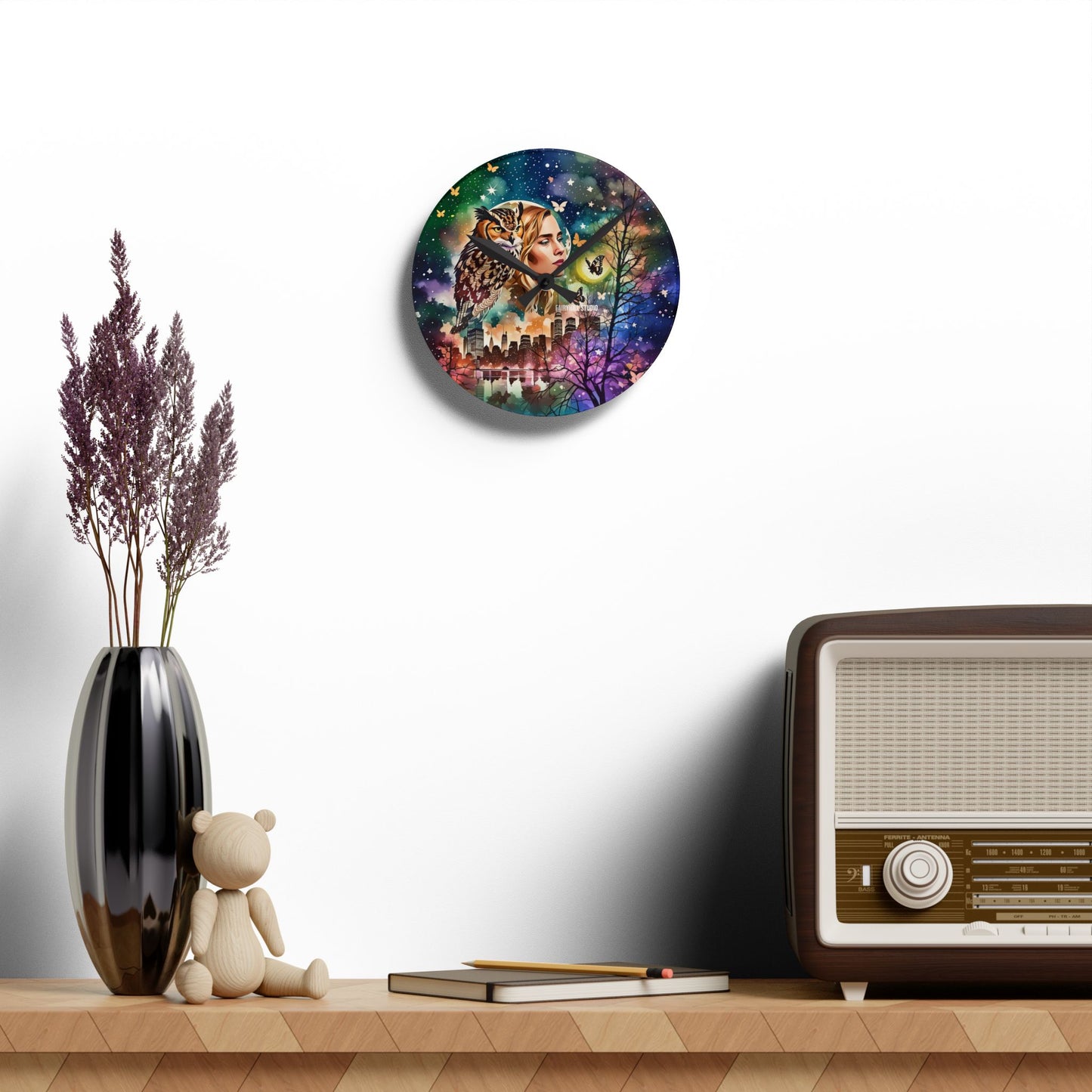 Acrylic Wall Clock -Owl Flaco Newyork/Art