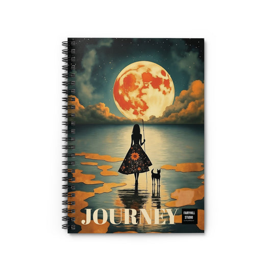 Girl with a fullmoon balloon  Spiral Notebook fairyhill studio