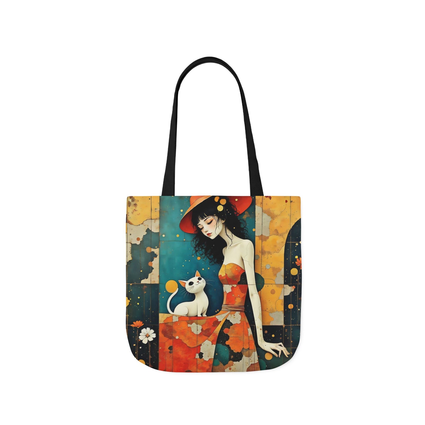 Colorful Cat -Inspired Canvas Tote Bag - Perfect for Beach Days, Eco-Friendly Shopping, and Summer Fun!